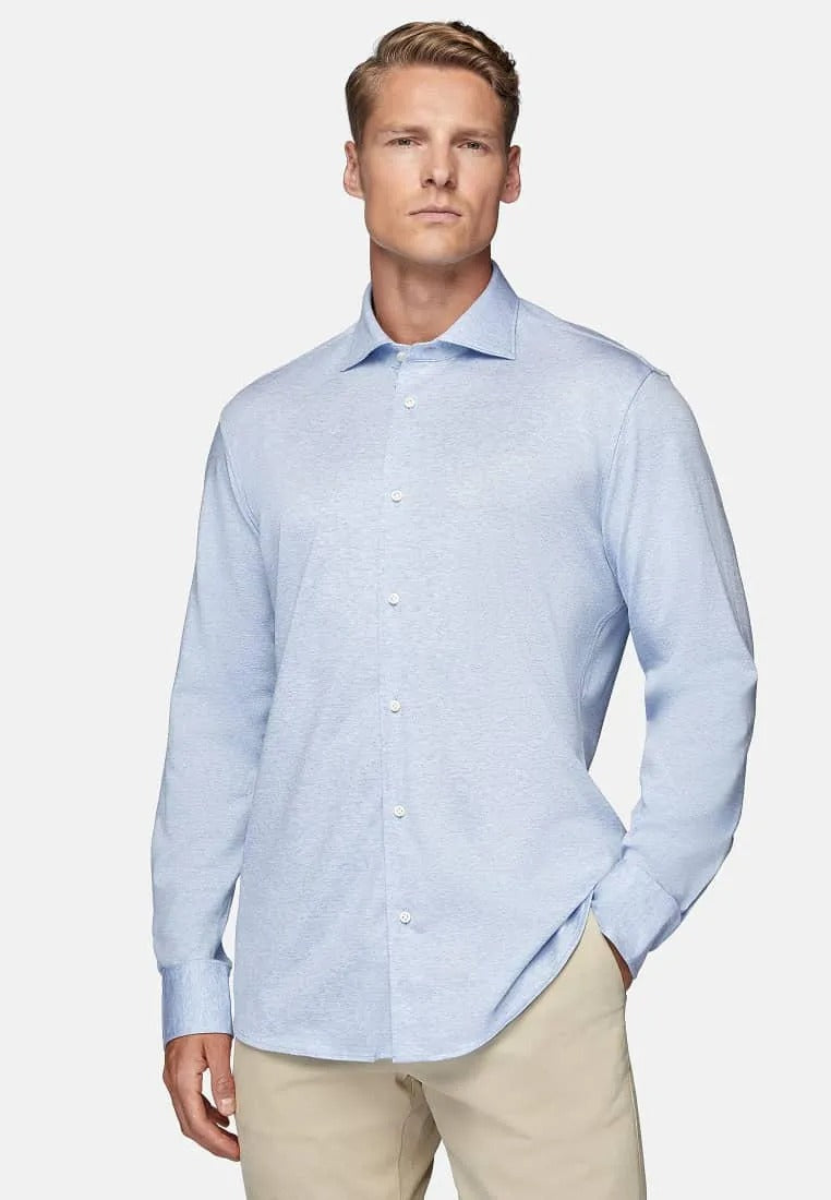 Camisa Sport Celeste en Algodón/Elastano B.