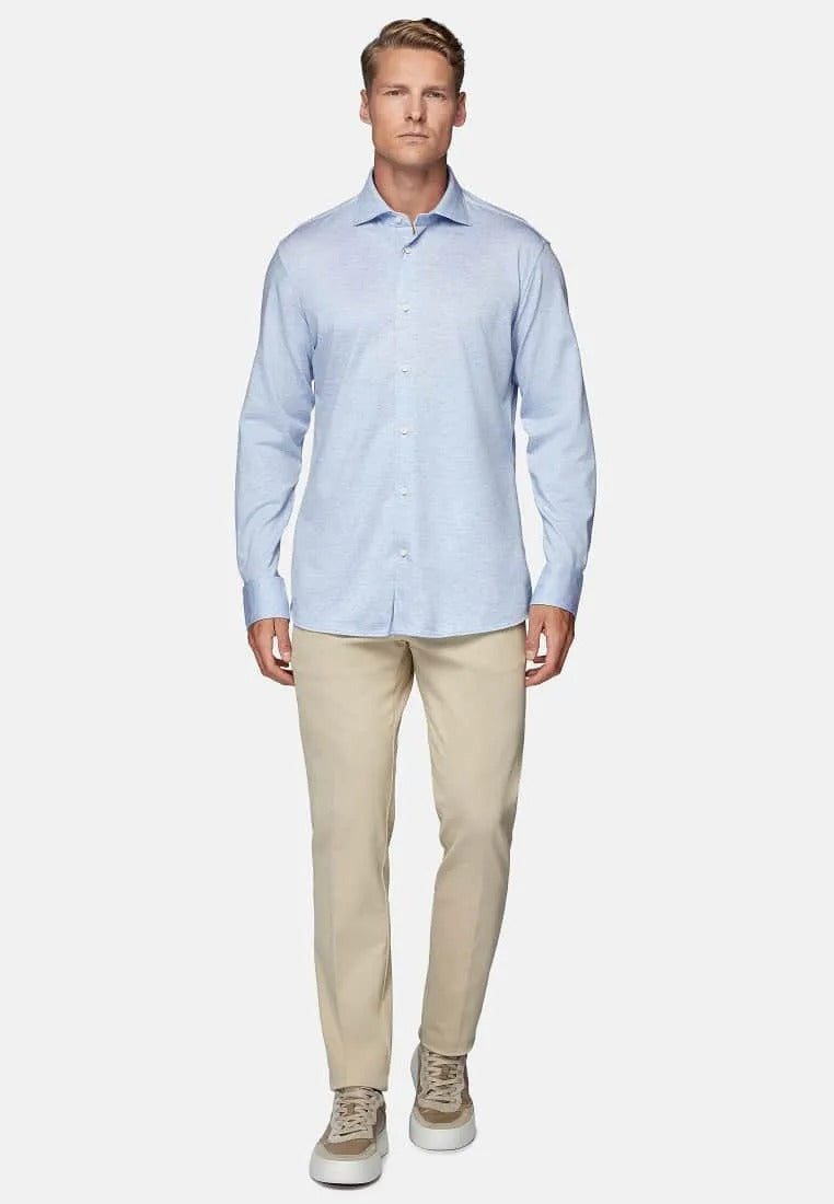 Camisa Sport Celeste en Algodón/Elastano B.