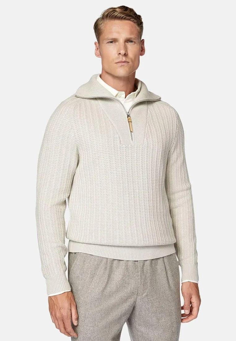 Sweater Halfzip Color Arena en Lana B.