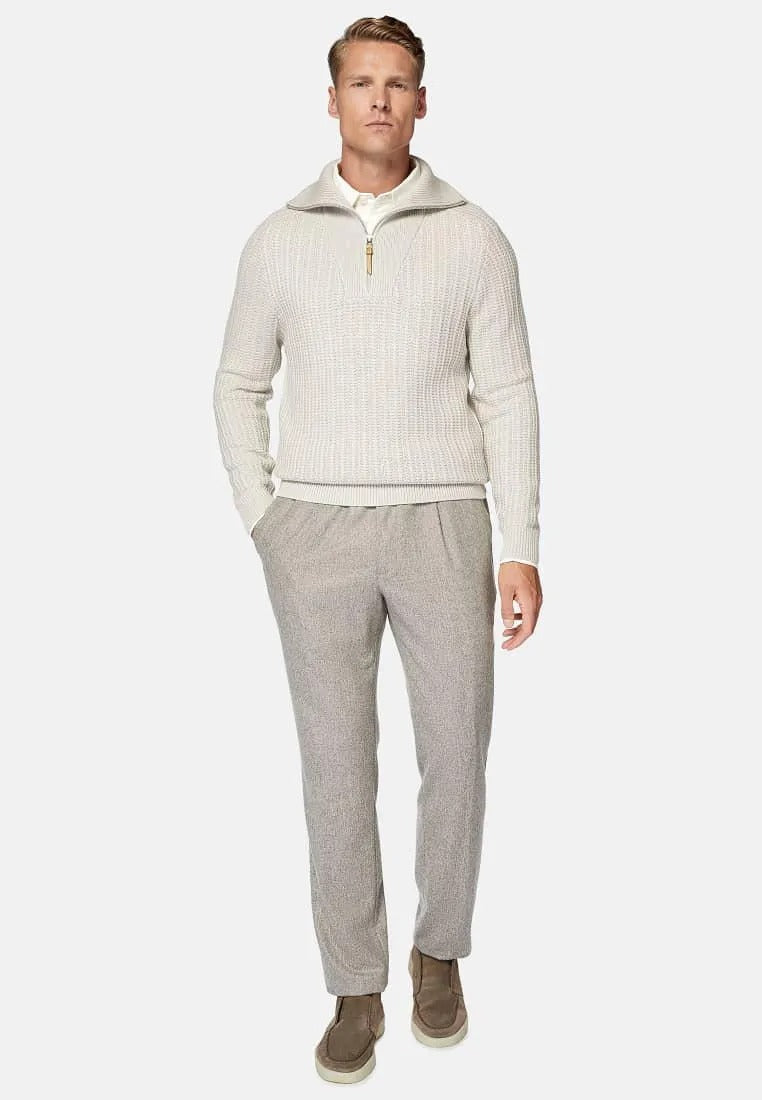 Sweater Halfzip Color Arena en Lana B.