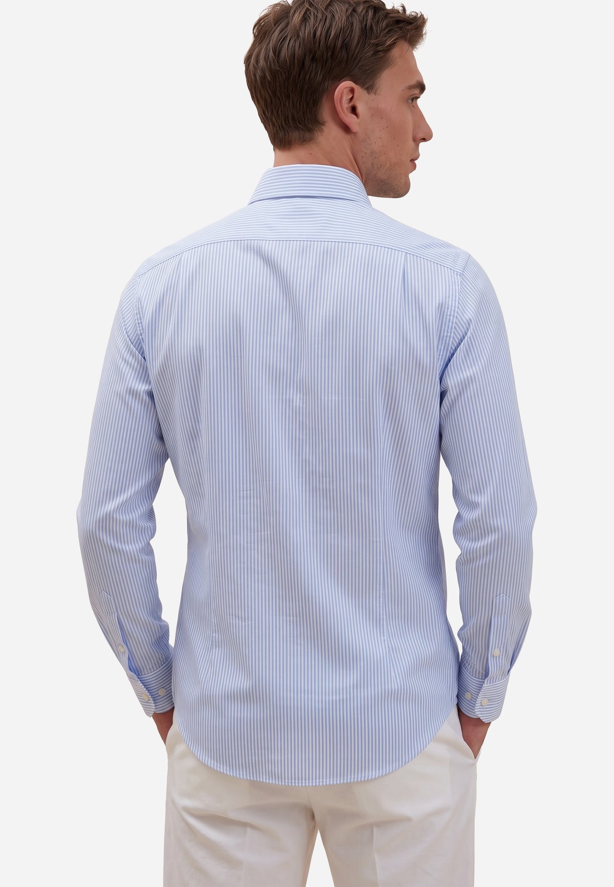 Camisa A Rayas Azul Claro Y Blanco BM.