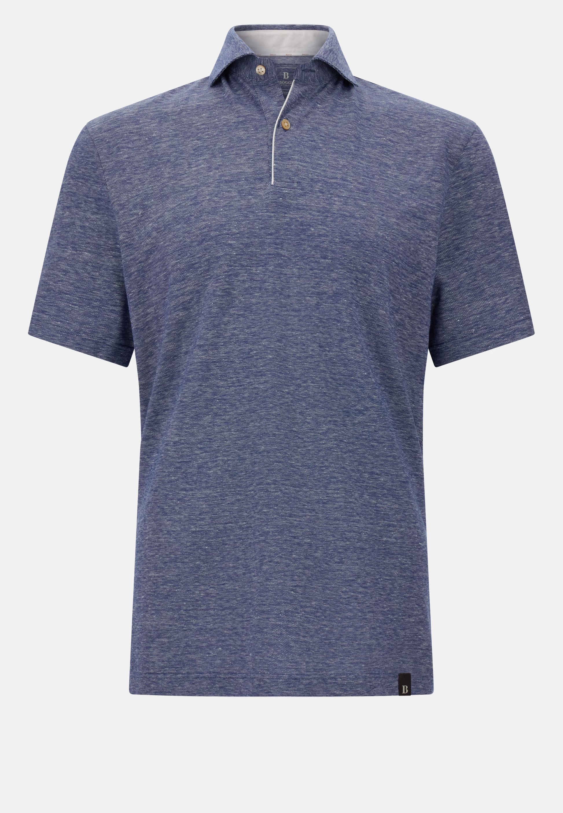 Camiseta Polo Azul en Algodón y Lino B.