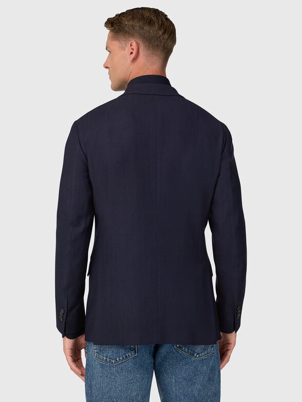 Saco Azul Marino Con Patrón De Espiga B.M.