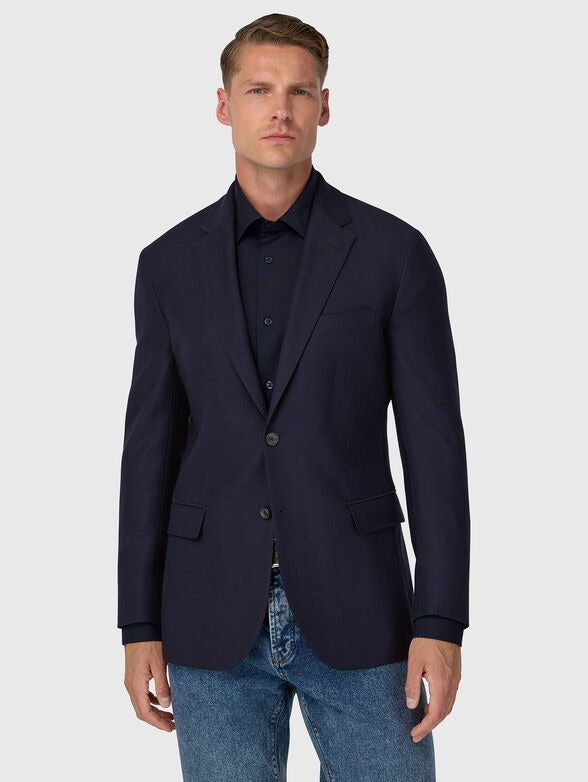 Saco Azul Marino Con Patrón De Espiga B.M.
