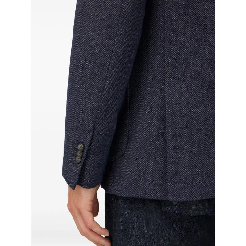 Saco Azul Marino Con Patrón Texturizado B.M.