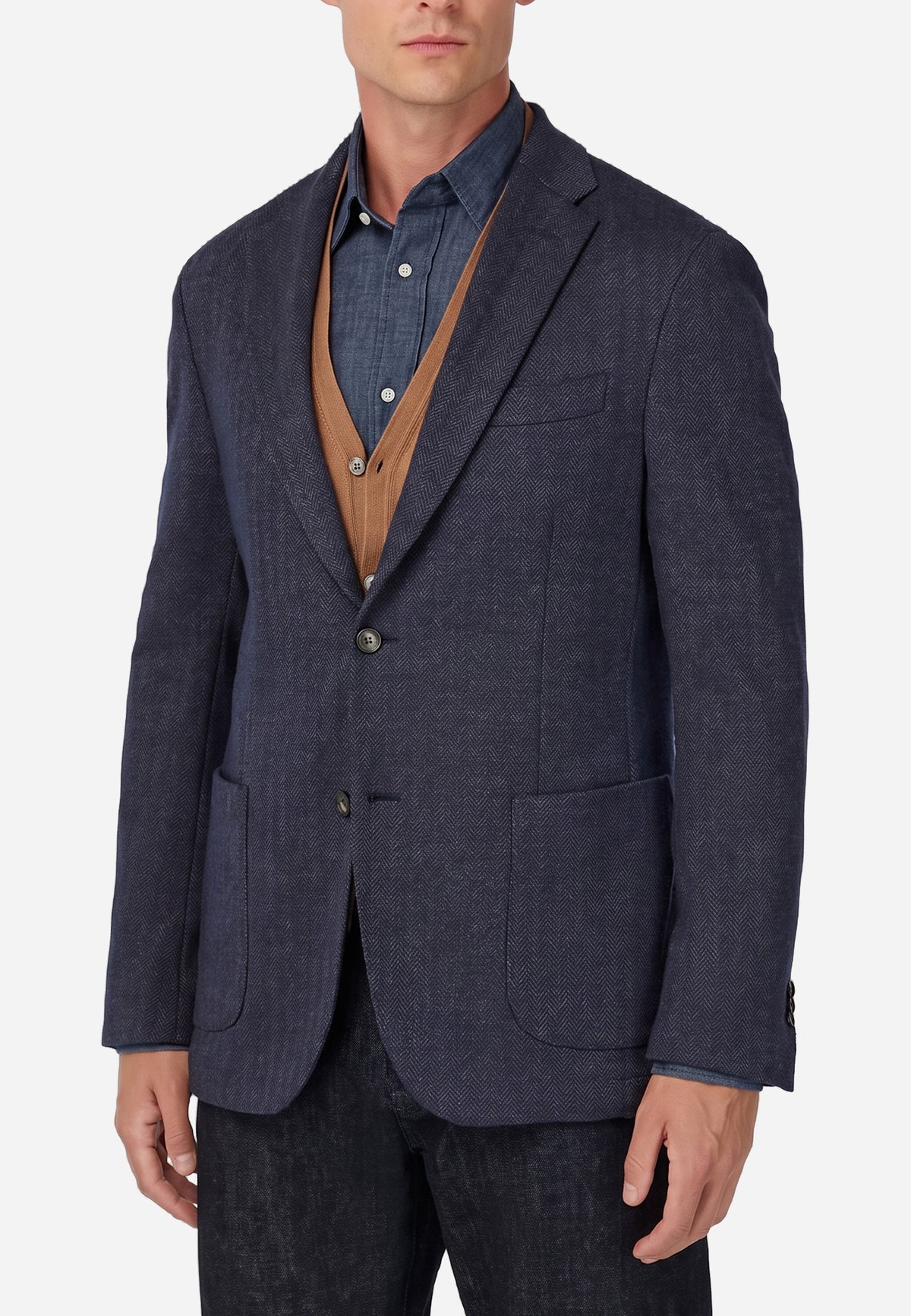 Saco Azul Marino Con Patrón Texturizado B.M.