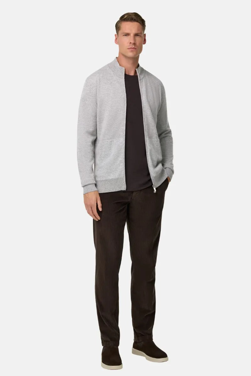 Sweater De Punto Con Cremallera Gris Claro B.M.