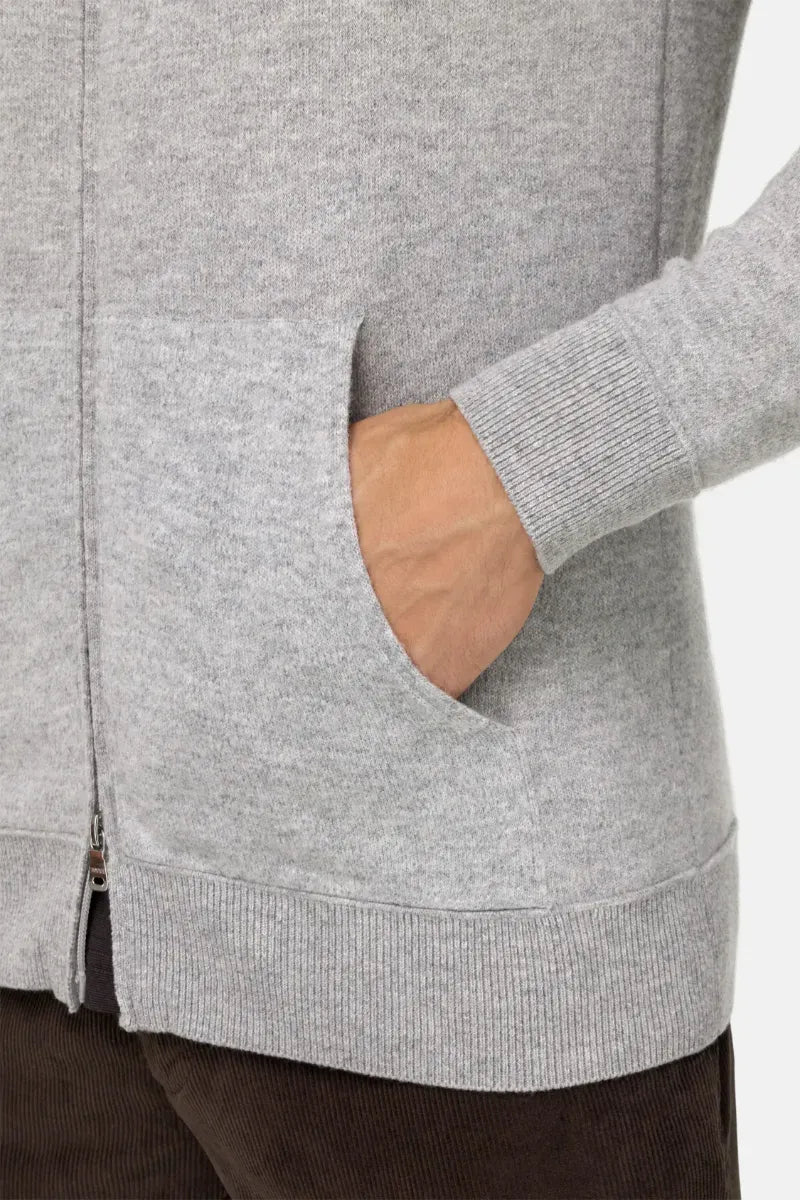 Sweater De Punto Con Cremallera Gris Claro B.M.