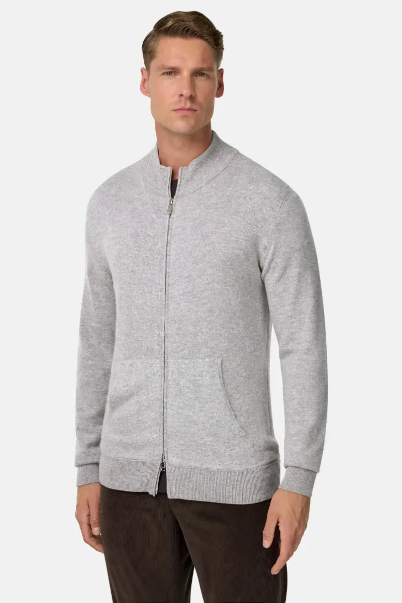 Sweater De Punto Con Cremallera Gris Claro B.M.