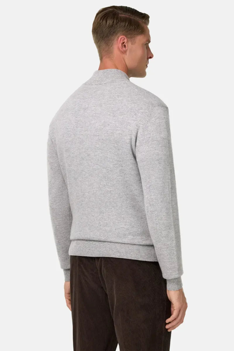 Sweater De Punto Con Cremallera Gris Claro B.M.