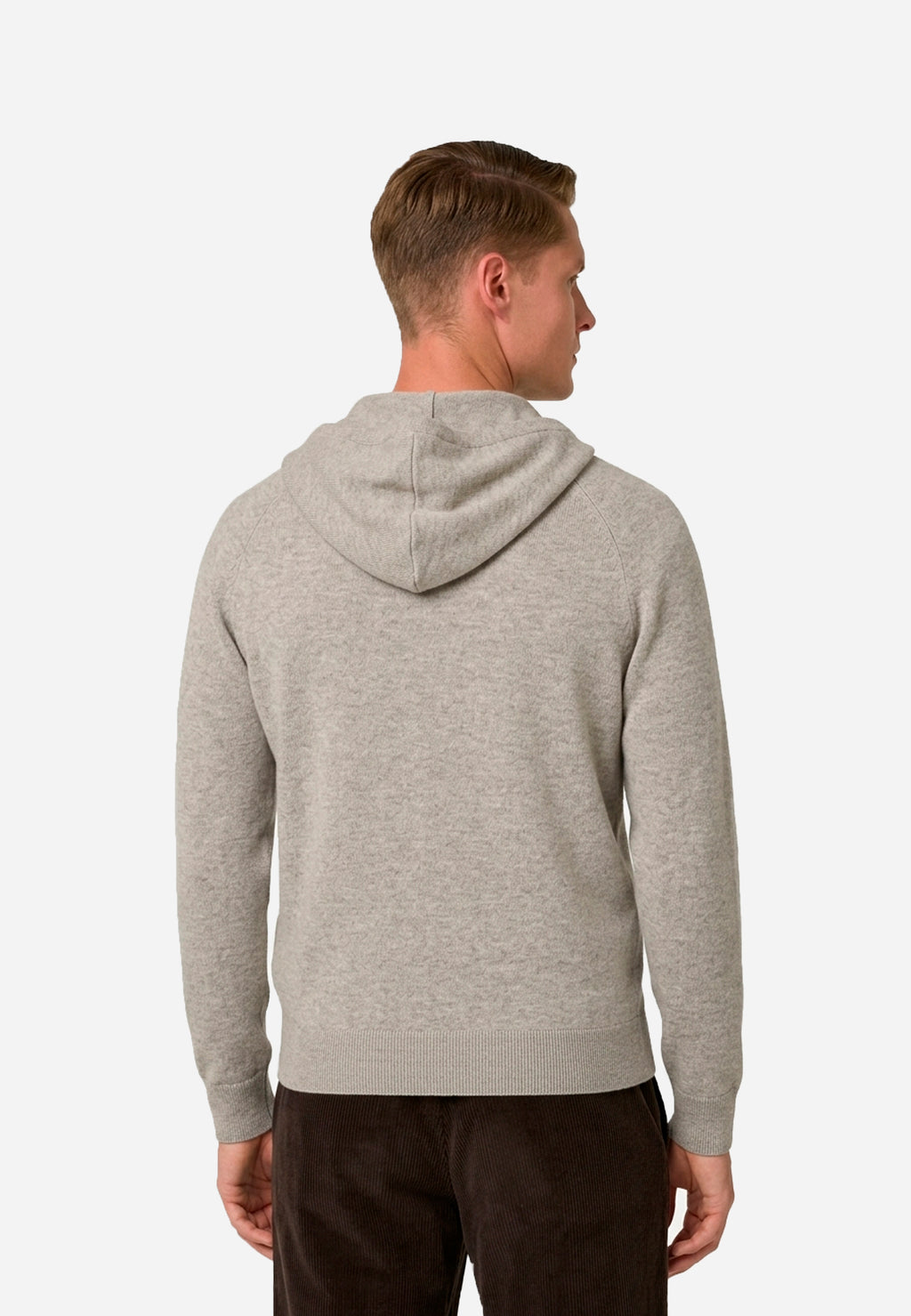 Sweater De Punto Con Capucha Gris Jaspeado B.M.