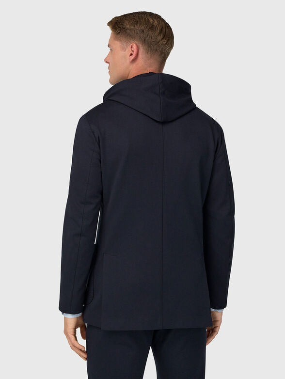 Saco Híbrido Con Capucha Azul Marino B.M.