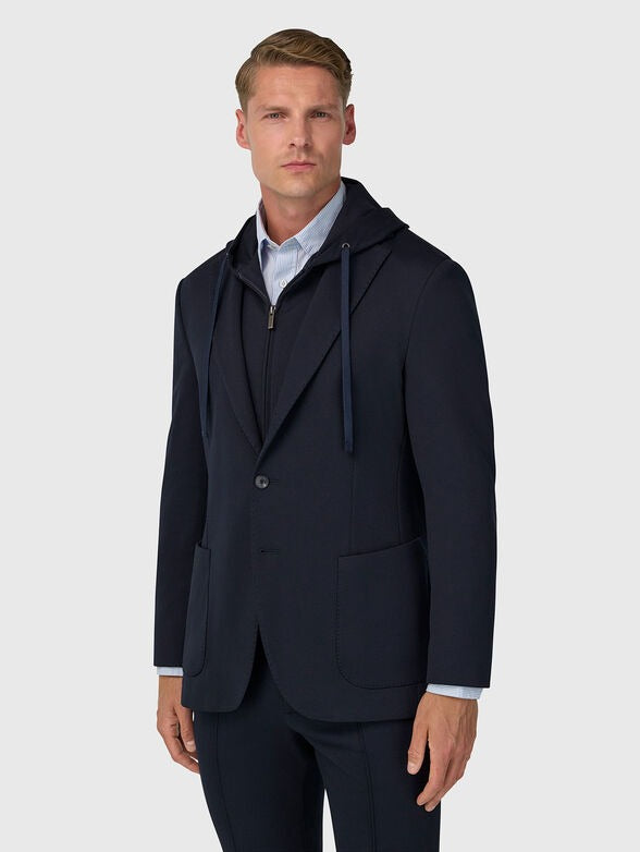 Saco Híbrido Con Capucha Azul Marino B.M.