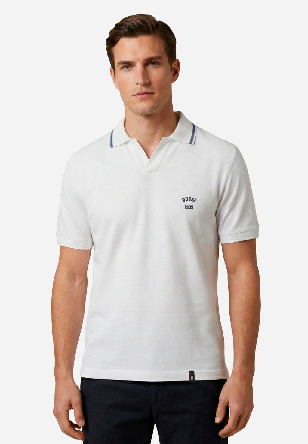 Camisa Polo Hombre Blanca Logo B.