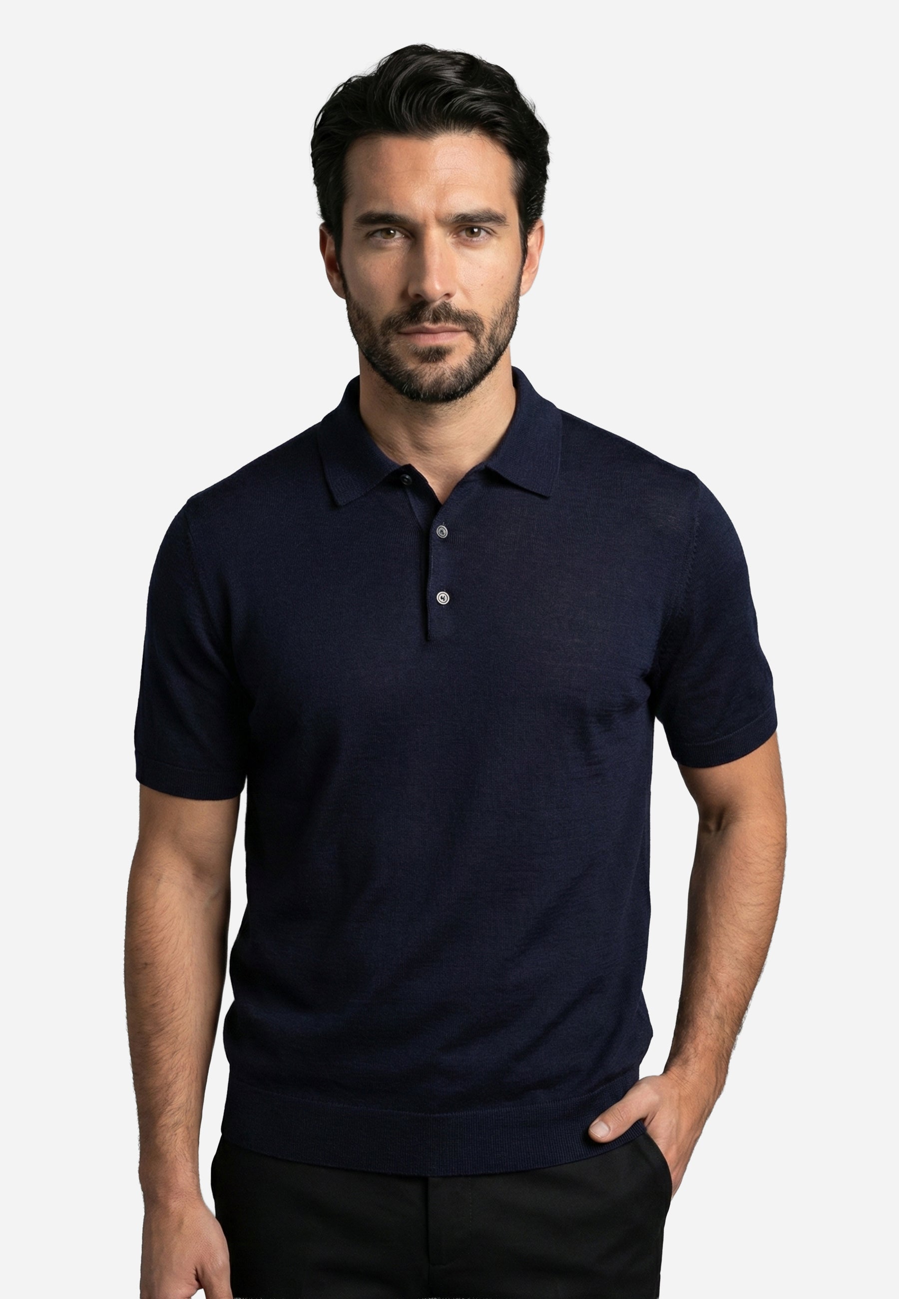Camiseta Polo de Punto Azul Marino B.