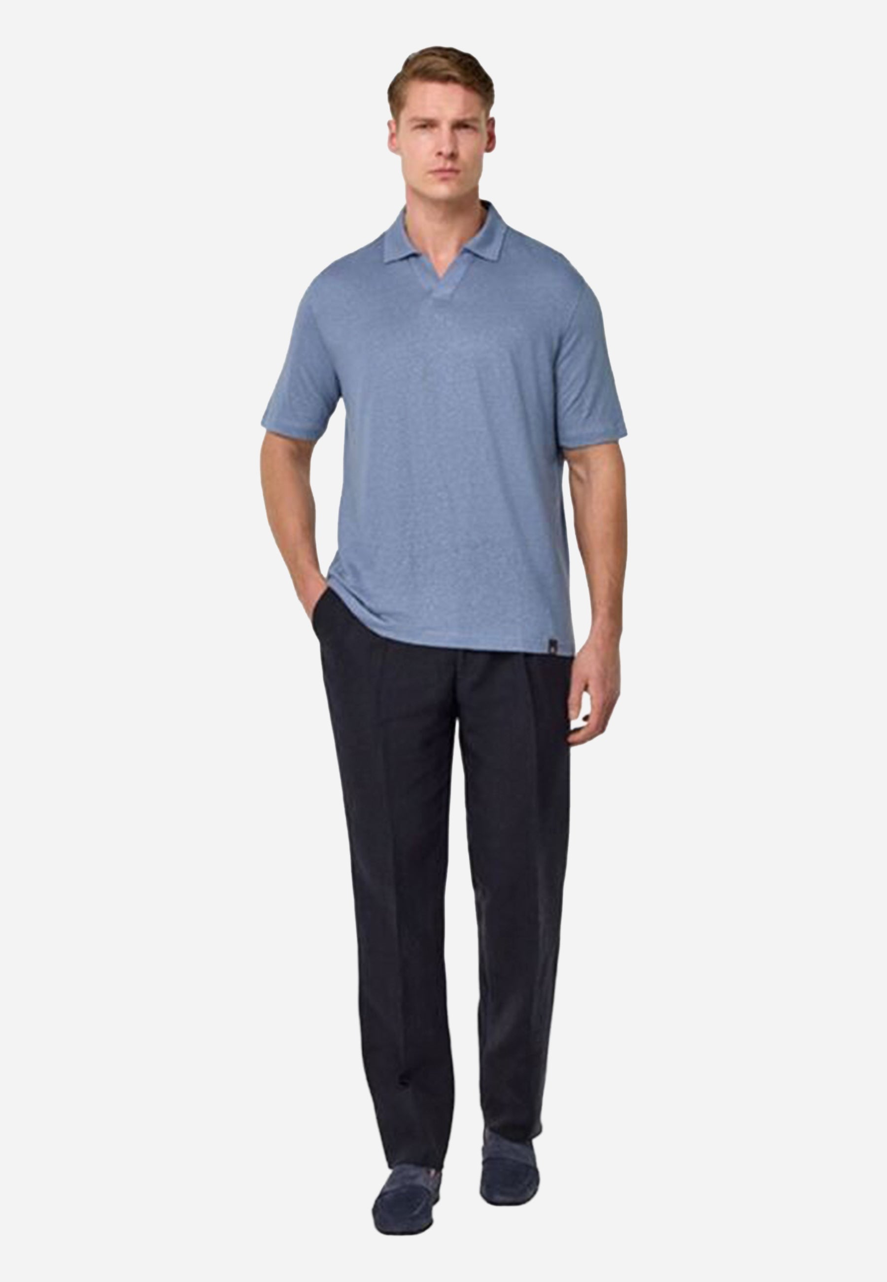 Camiseta Polo Azul Lino Hombre B.M.