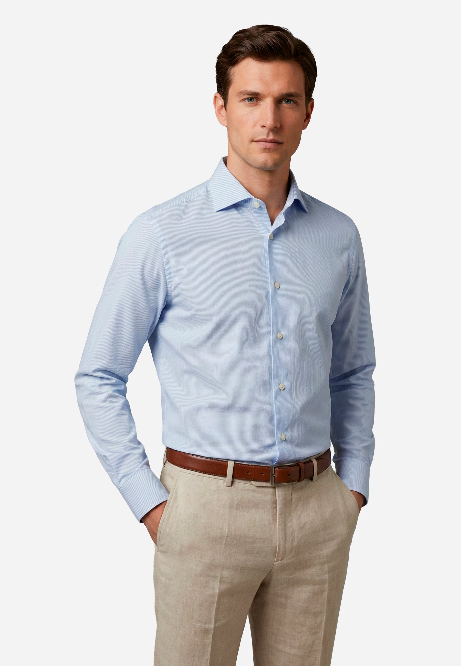 Camisa Clasica Hombre Azul Cielo B.
