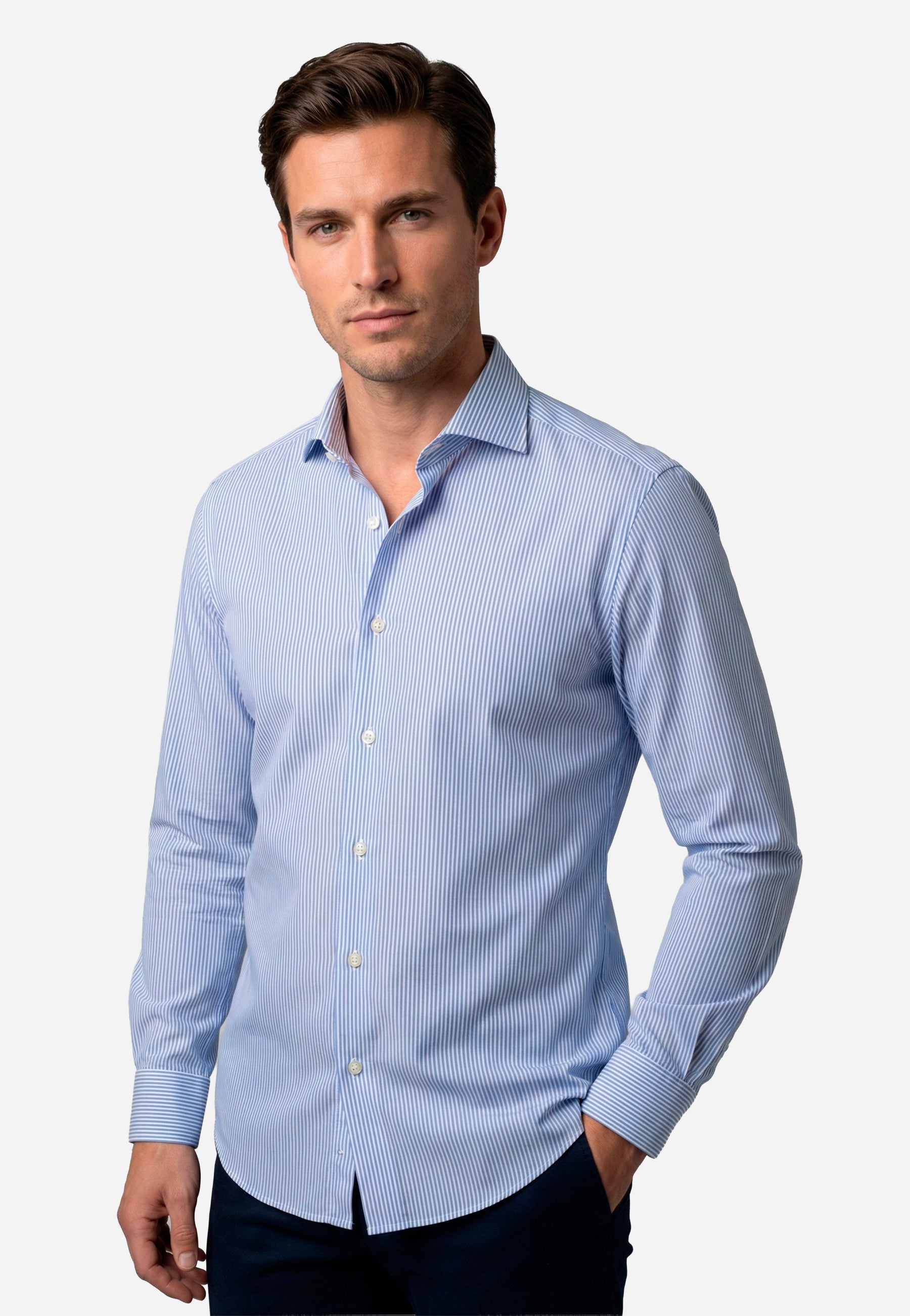 Camisa Rayas Verticales Azul B.