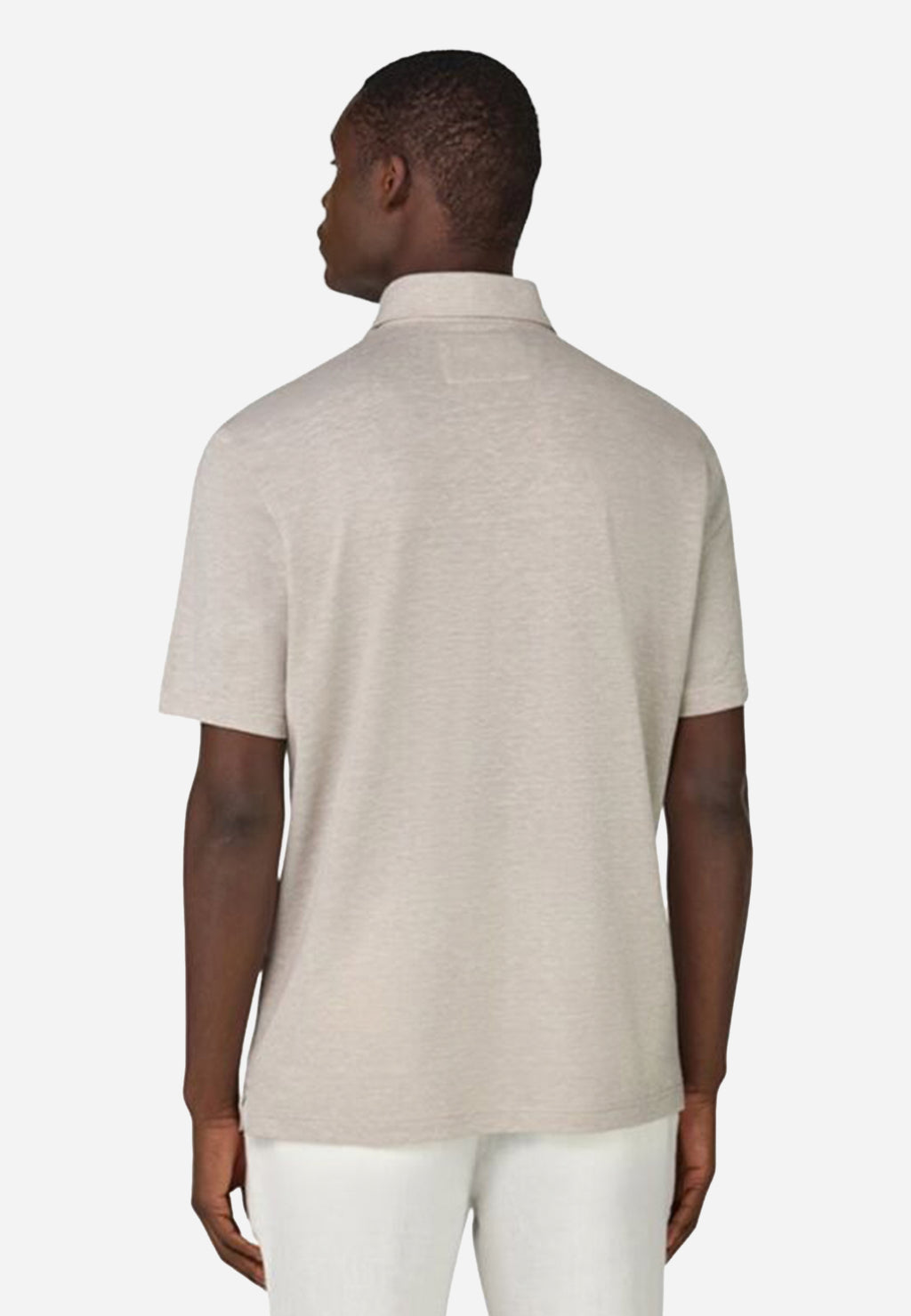 Camiseta Polo en Piqué de Algodón y Lino Beige/Arena B.M.
