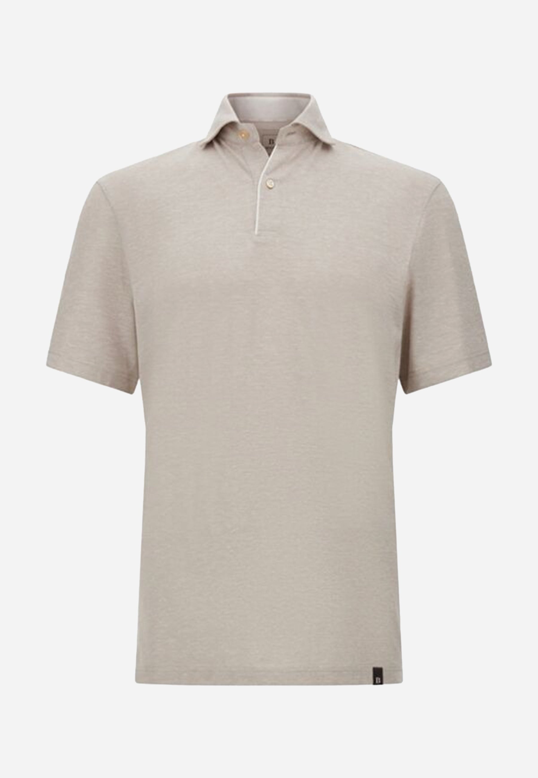 Camiseta Polo en Piqué de Algodón y Lino Beige/Arena B.M.