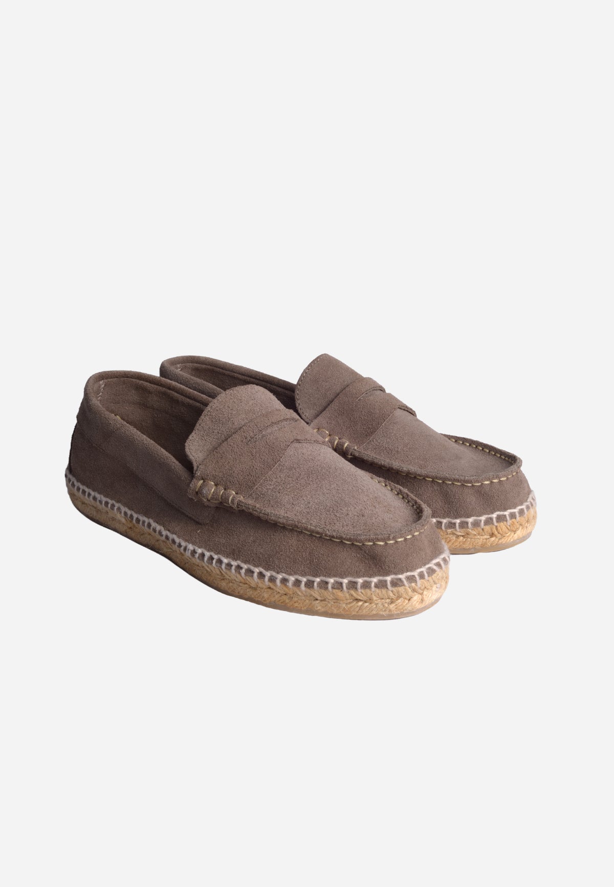 Mocasín Alpargata En Gamuza Beige Con Suela De Yute C.