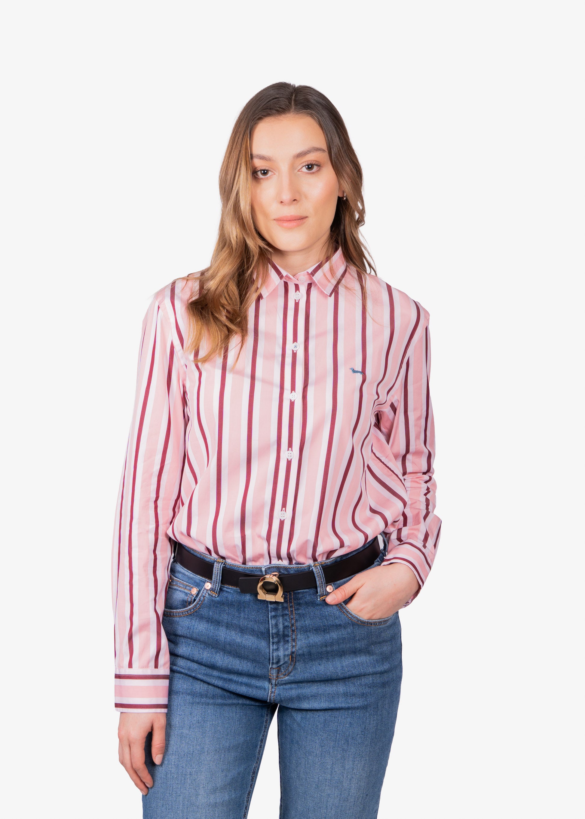 Blusa Dama Rosada Rayas Algodón H&B