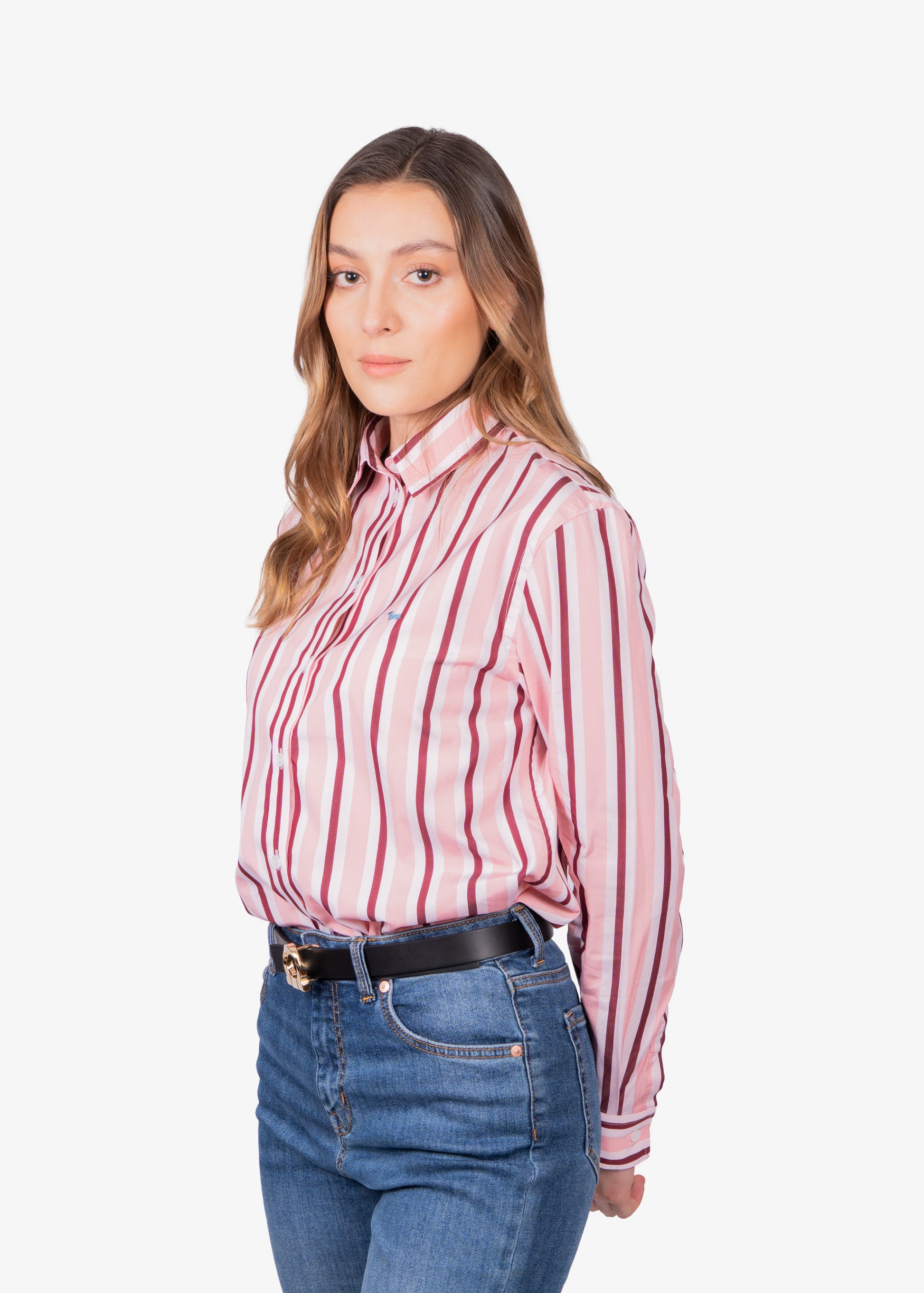 Blusa Dama Rosada Rayas Algodón H&B