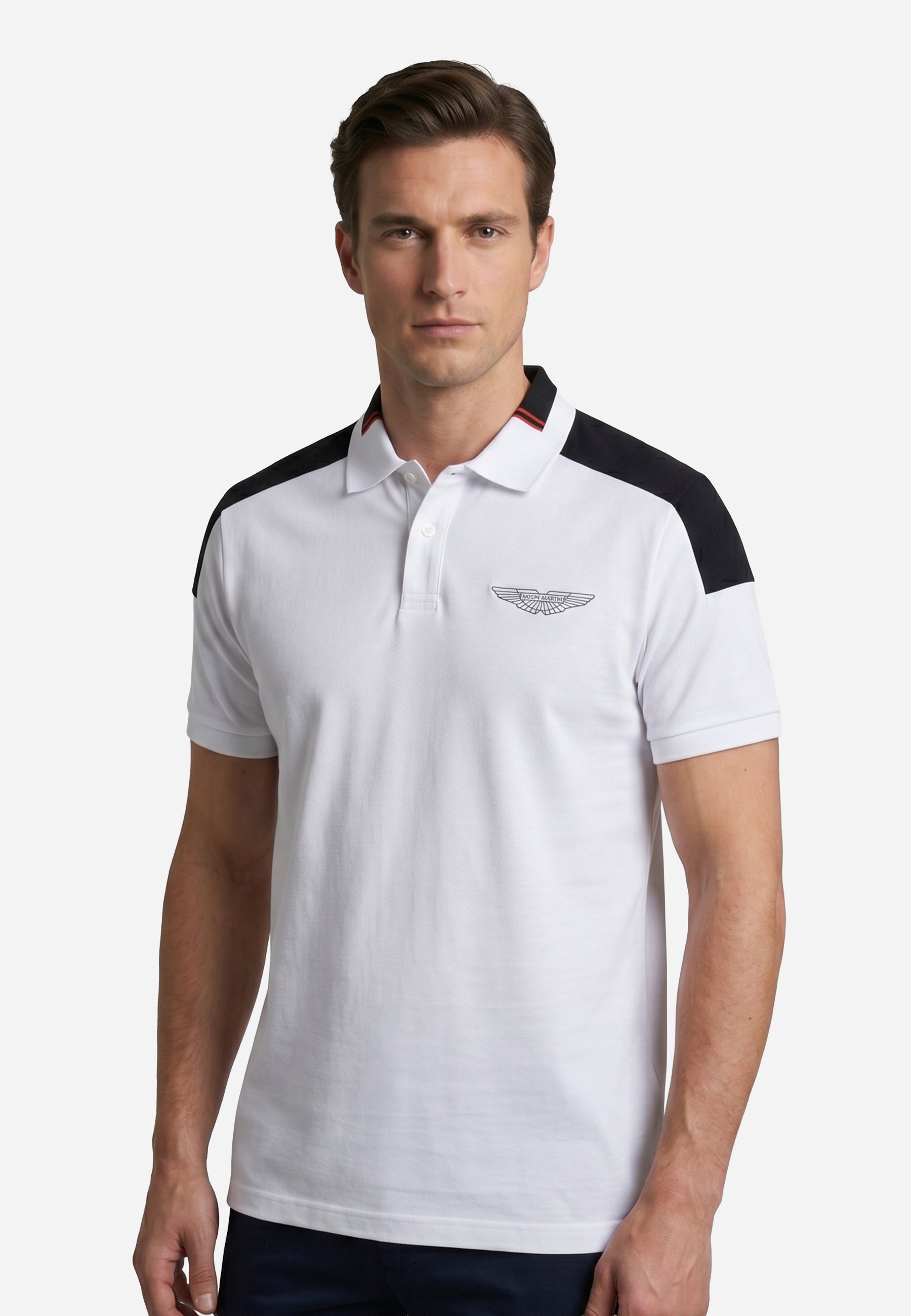 Camiseta Polo Pique  Blanca/Negra H.L.