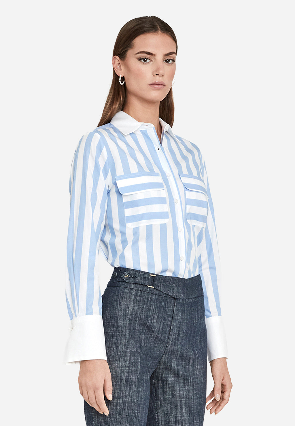 Blusa Azul De Rayas Dama T.E