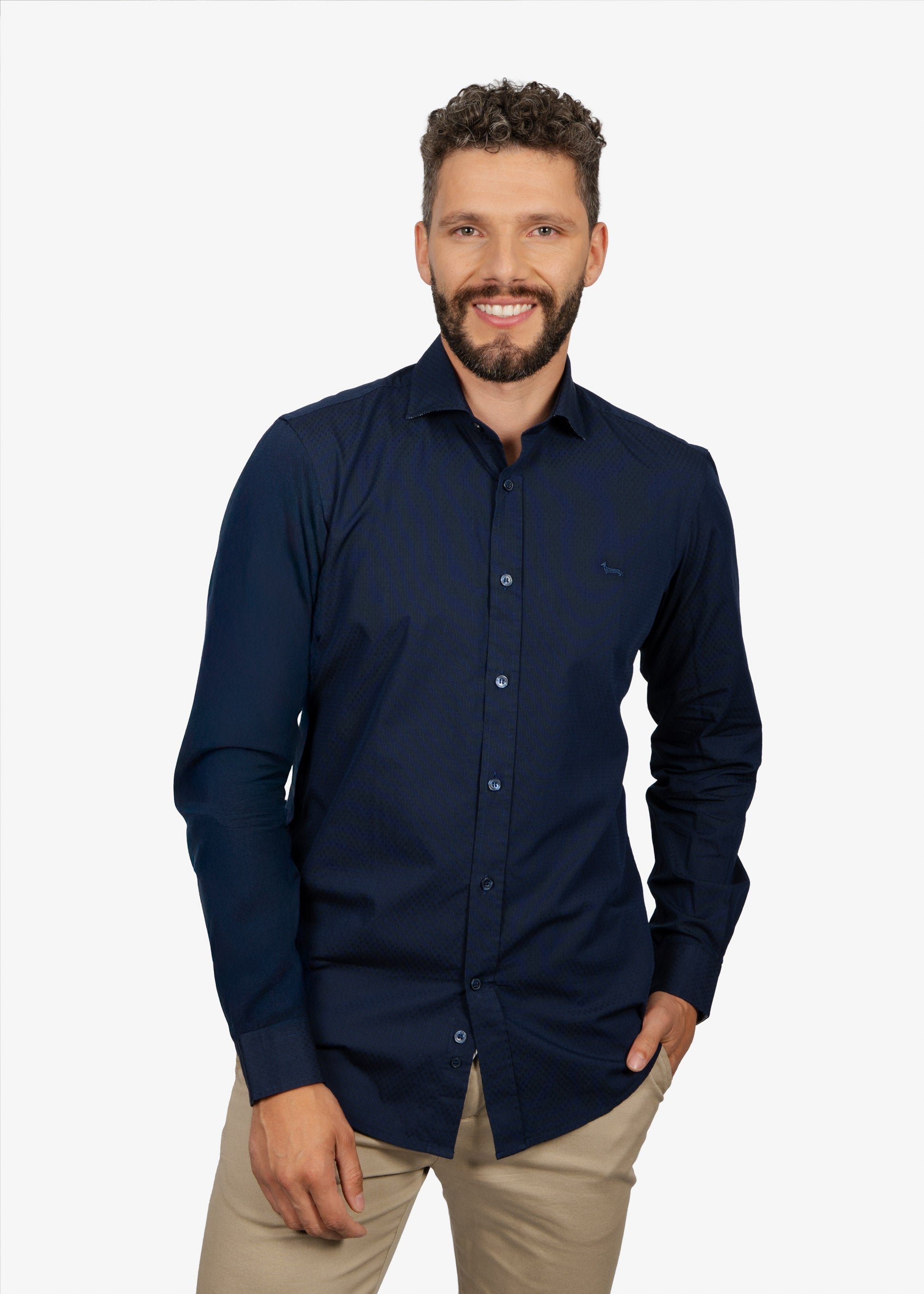 CAMISA SPORT HARMONT & BLAINE AZUL ALGODON (CNM011012986I-801)