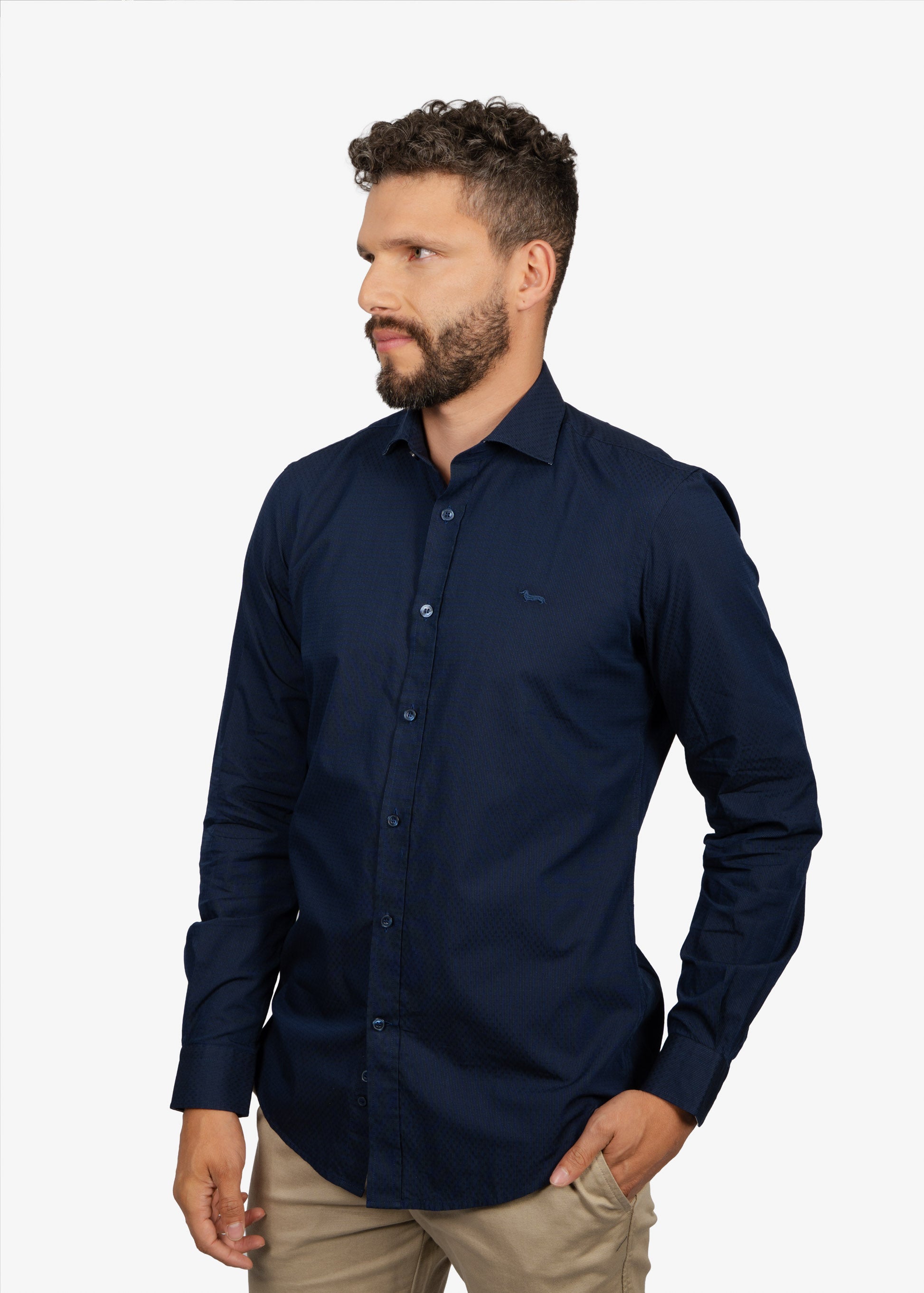 CAMISA SPORT HARMONT & BLAINE AZUL ALGODON (CNM011012986I-801)