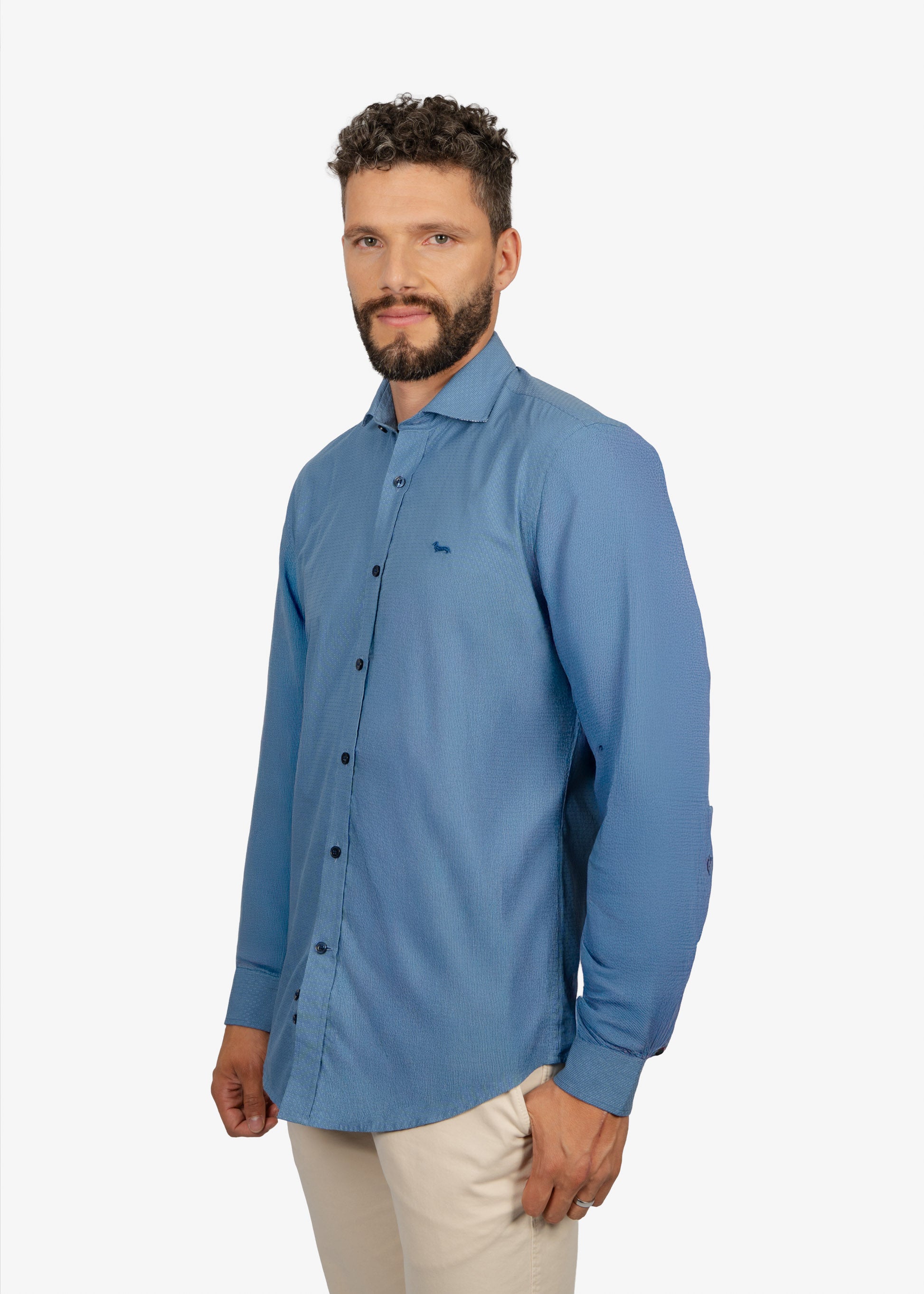 CAMISA SPORT HARMONT & BLAINE AZUL ALGODON (CNM011012986I-846)