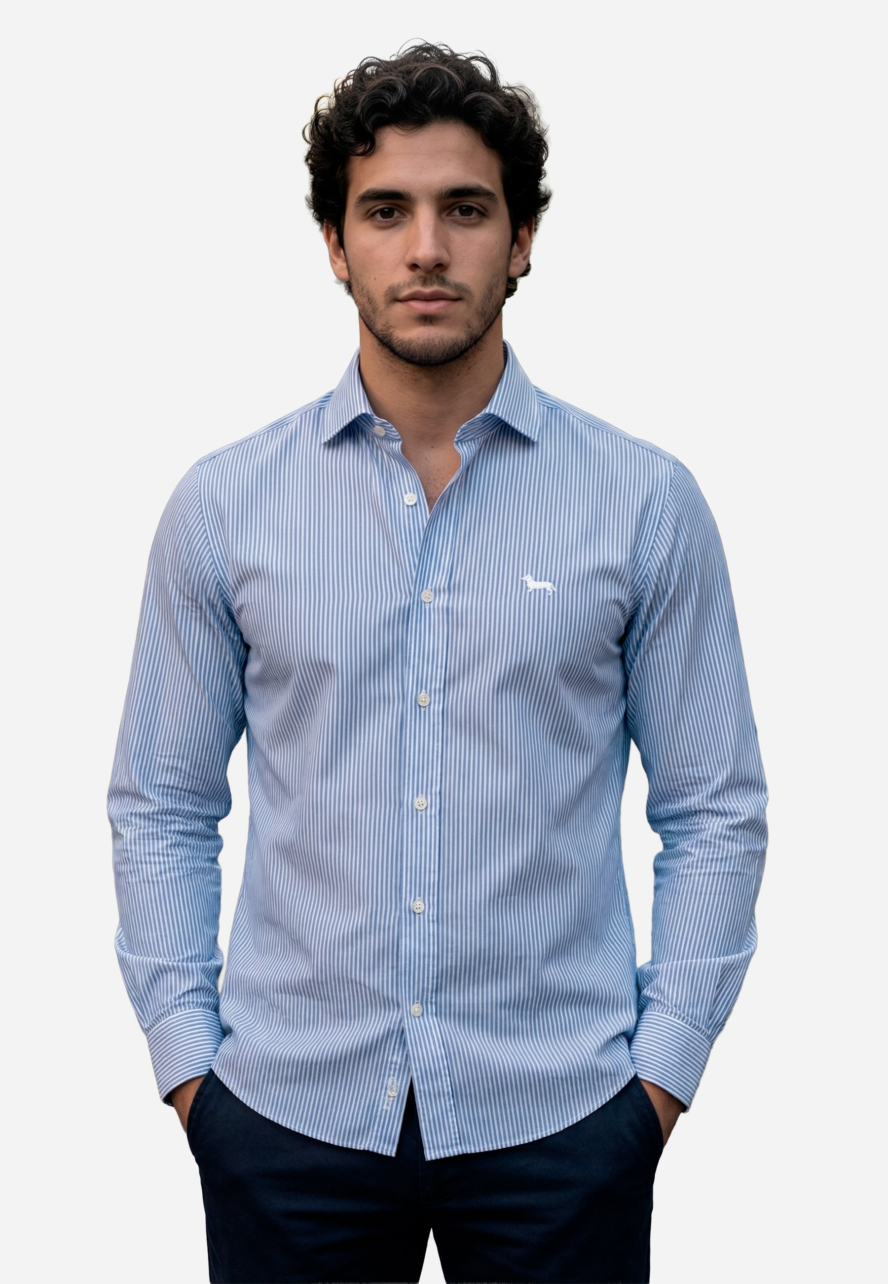 Camisa Azul Rayas Hombre H&B.