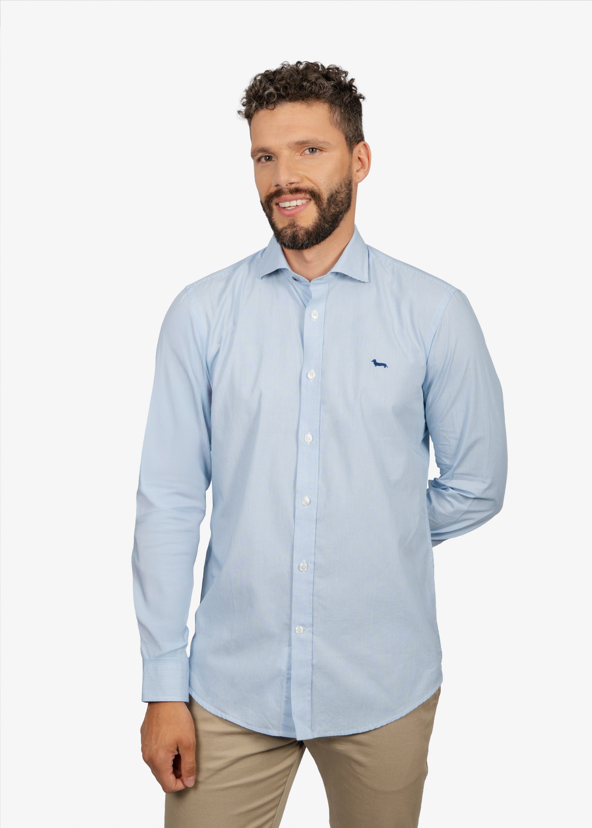 CAMISA SPORT HARMONT & BLAINE AZUL RYS ALGODON (CNM012011466I-810)