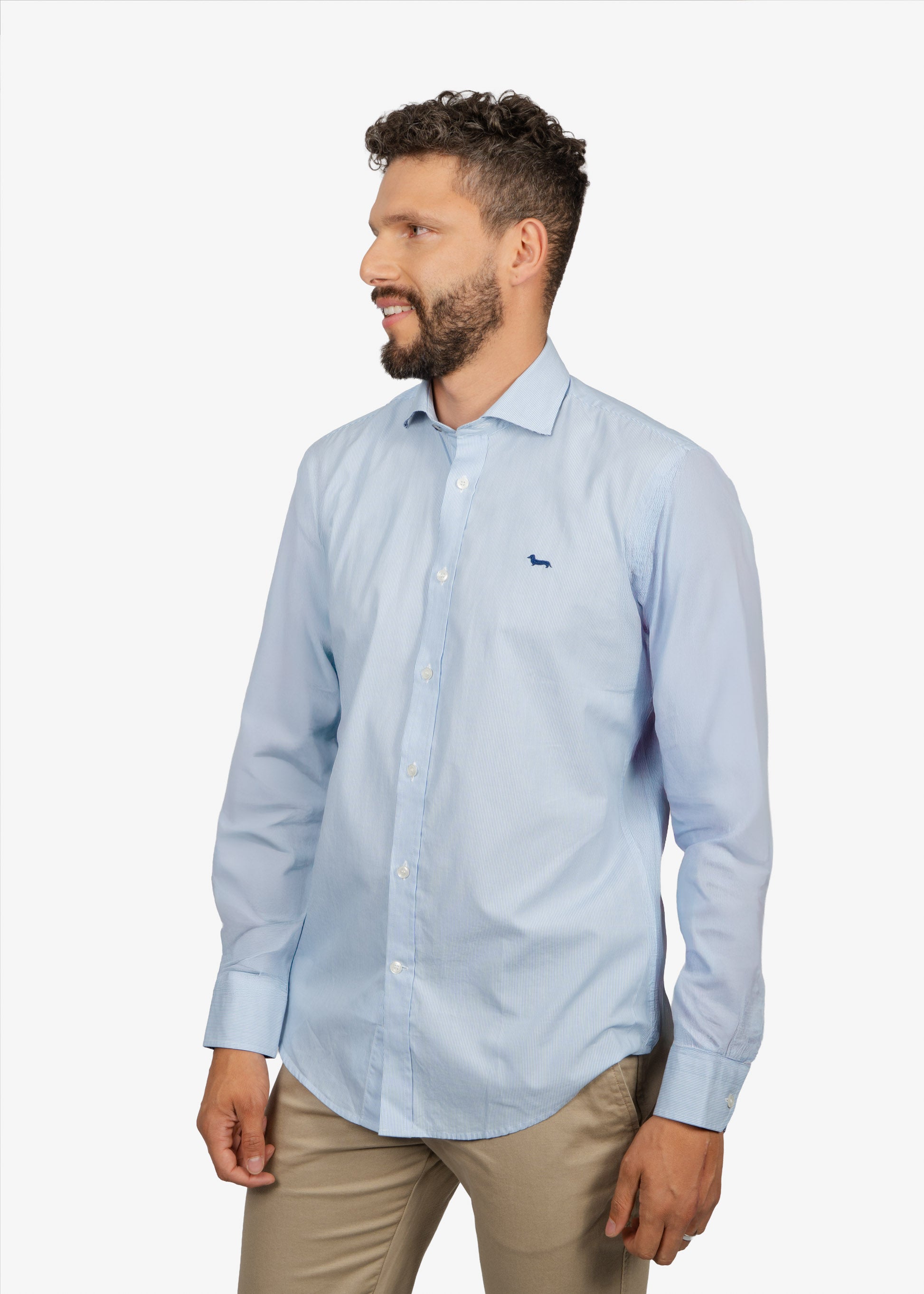 CAMISA SPORT HARMONT & BLAINE AZUL RYS ALGODON (CNM012011466I-810)