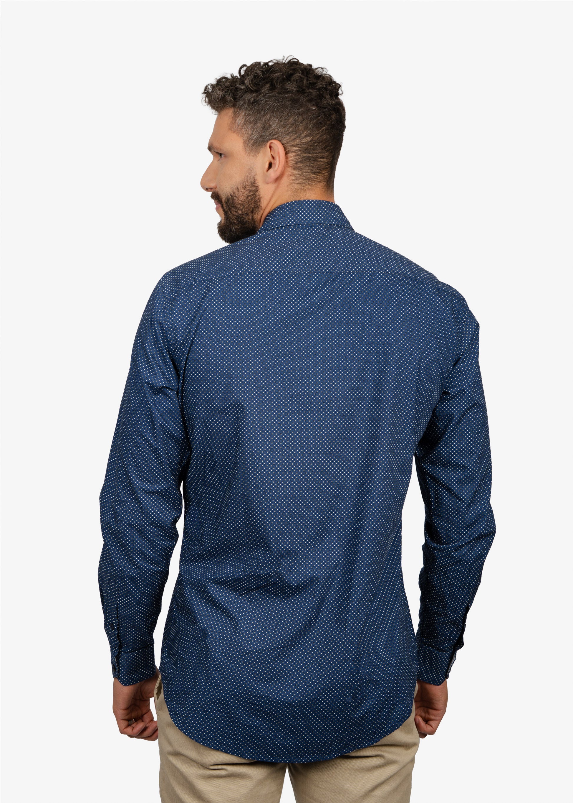 CAMISA SPORT HARMONT & BLAINE AZUL PTOS ALG. (CNM026012980I-801 )