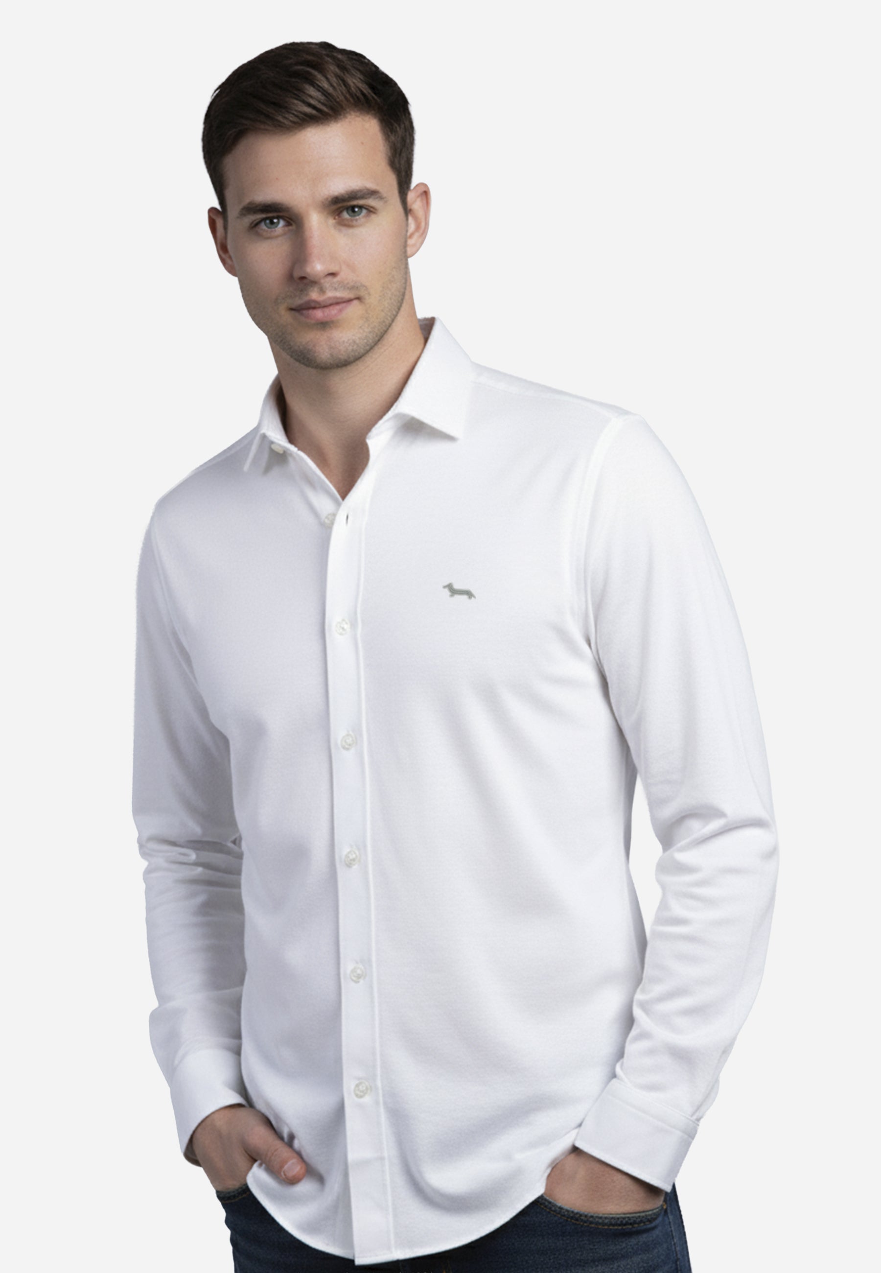 Camisa Clásica Blanca Hombre Logo H&B