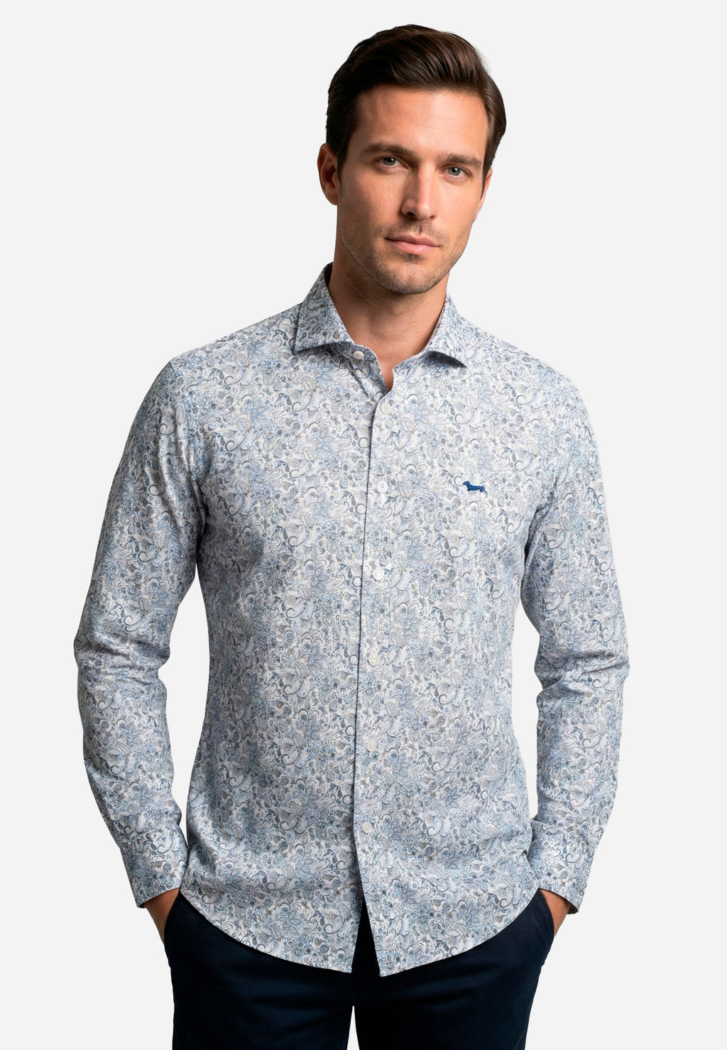 Camisa Hombre Gris/Azul H&B