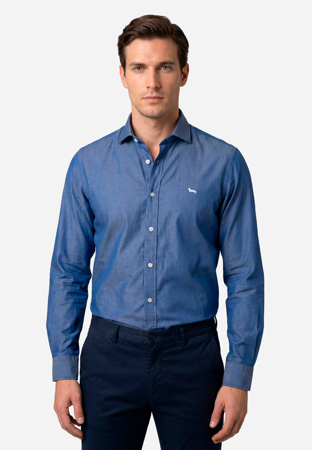 Camisa Sport Azul Oscuro Micro Motivo All-Over H&B