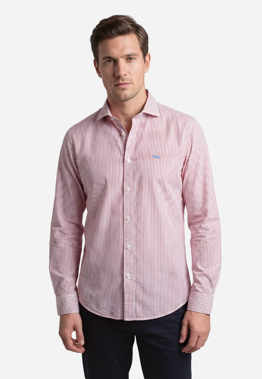 Camisa Hombre Rayas Roja H&B