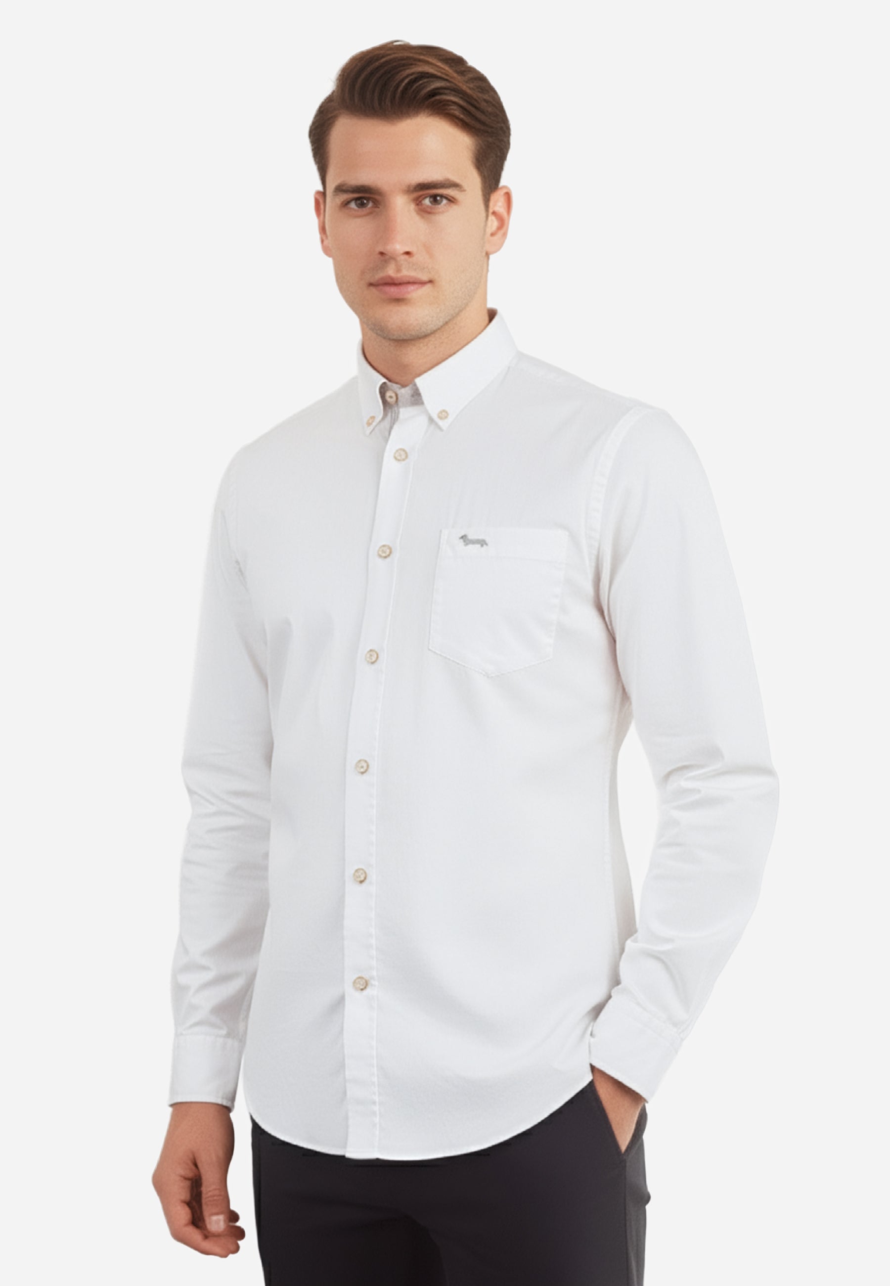Camisa Blanca Clásica Logo Gris  H&B