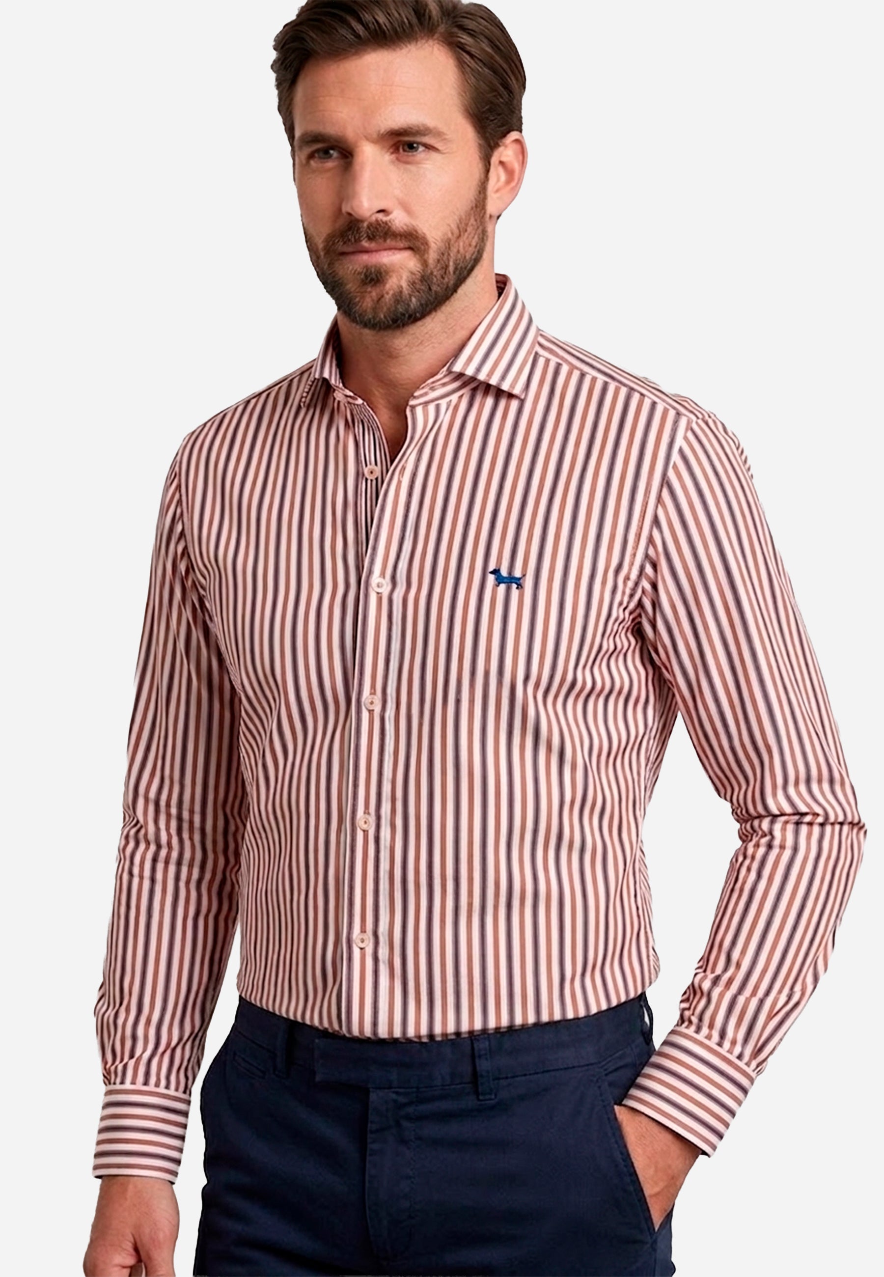 Camisa Naranja Rayas Hombre H&B.