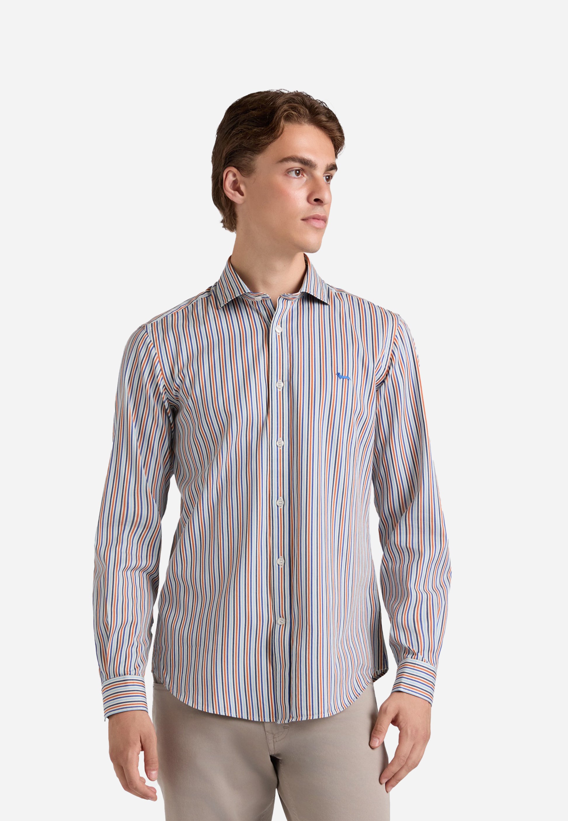Camisa Naranja Rayas Hombre H&B.