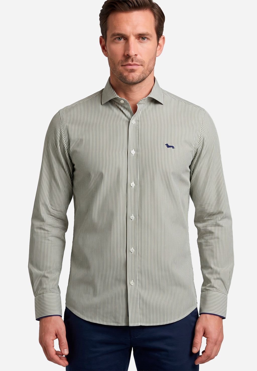 Camisa Verde Rayas Hombre H&B.
