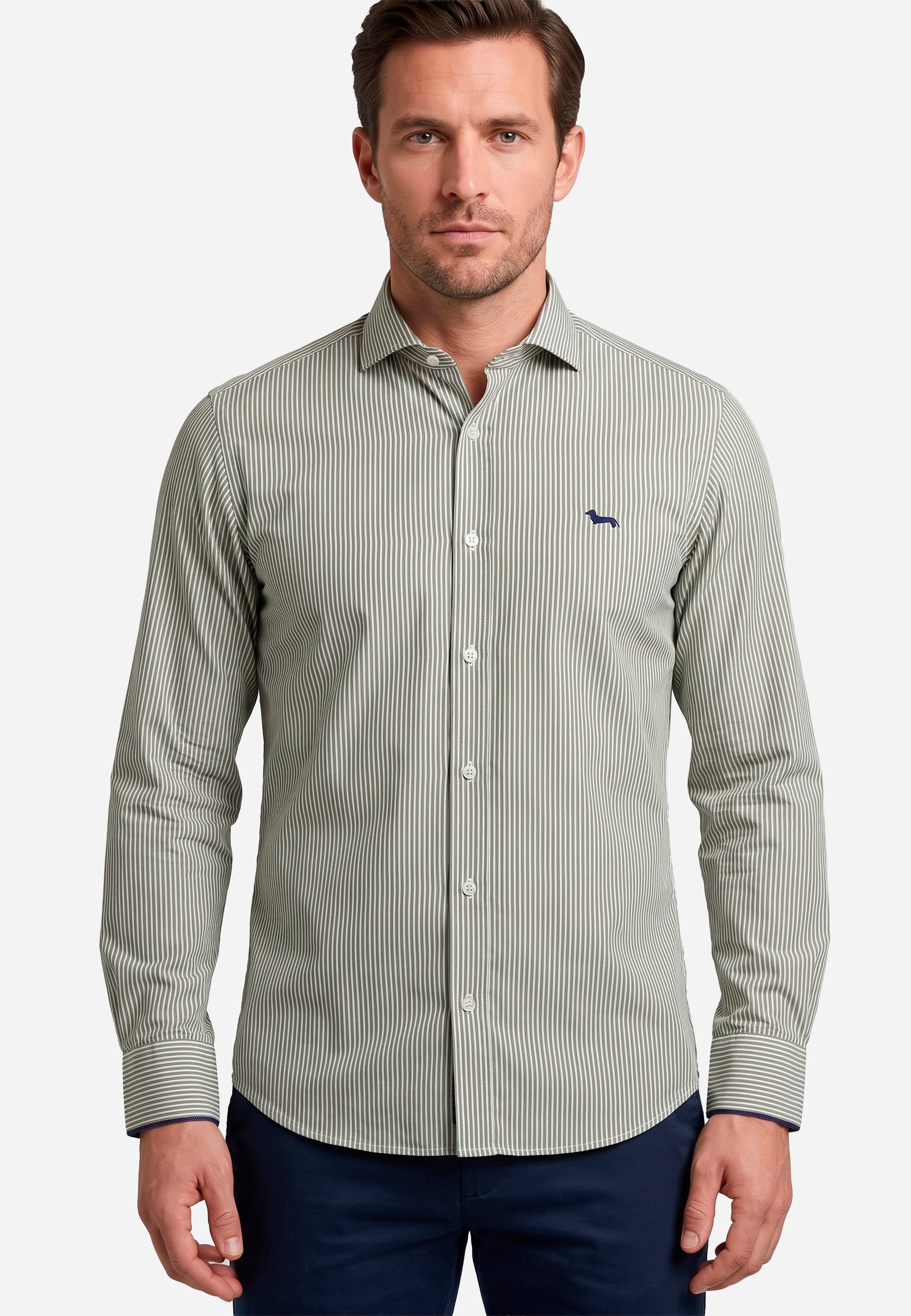 Camisa Verde Rayas Hombre H&B.