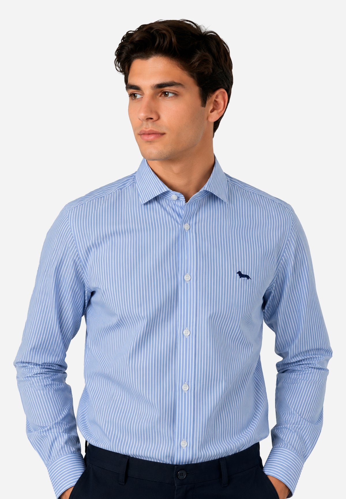Camisa Azul Rayas Hombre H&B.