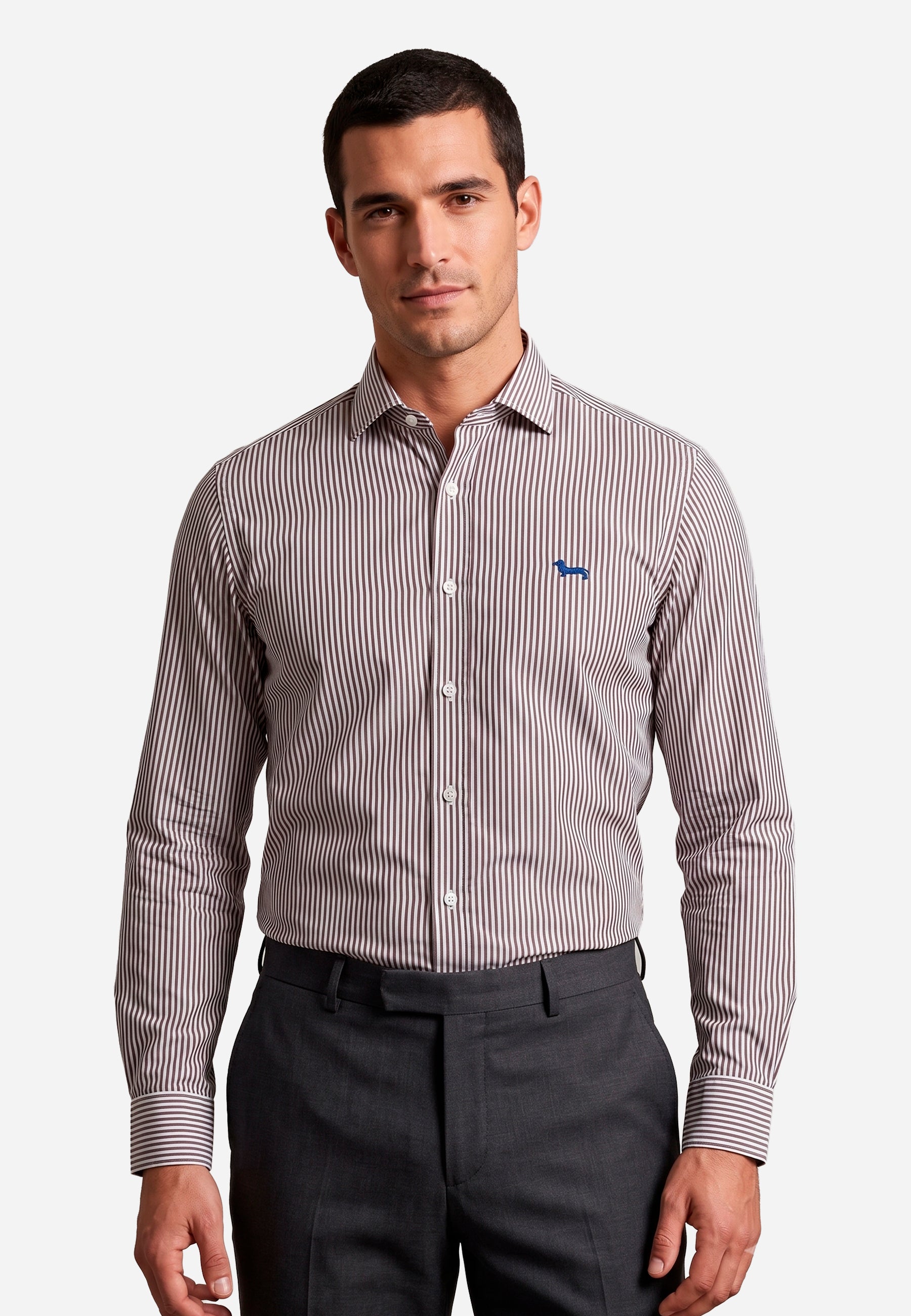 Camisa Café Rayas Hombre H&B.