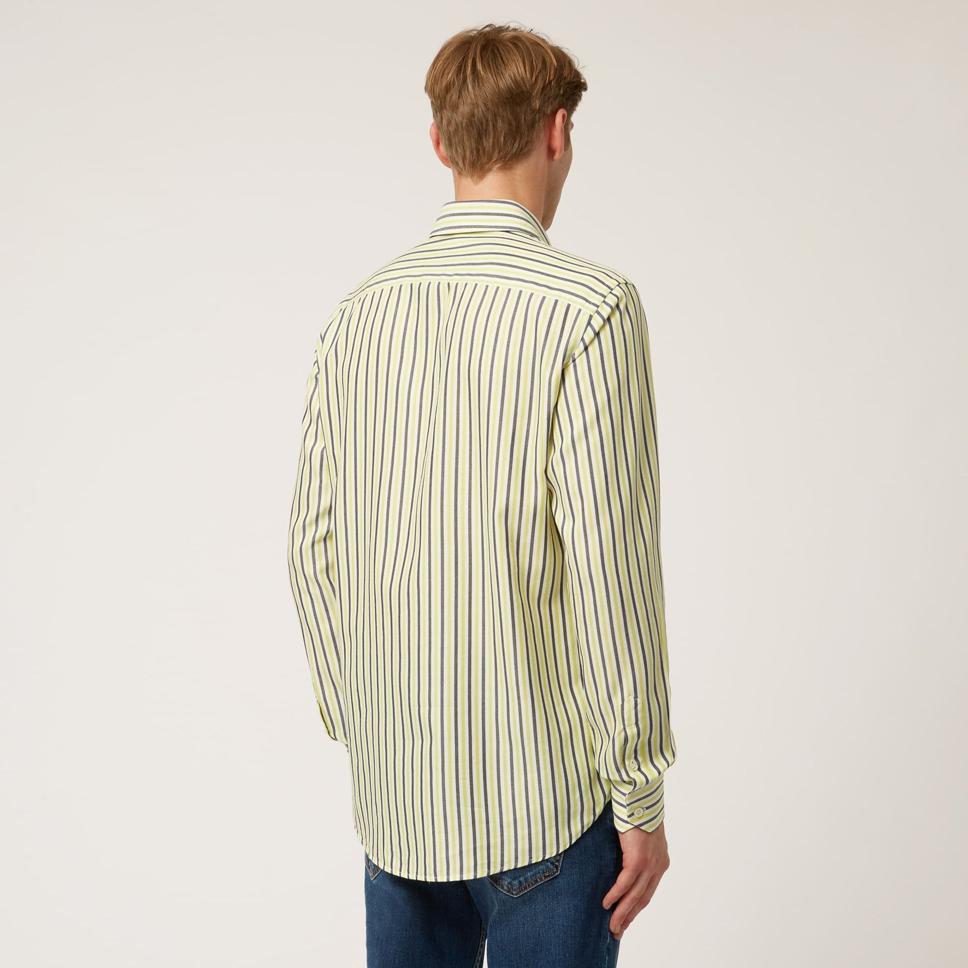 Camisa Hombre Rayas Amarillas H&B