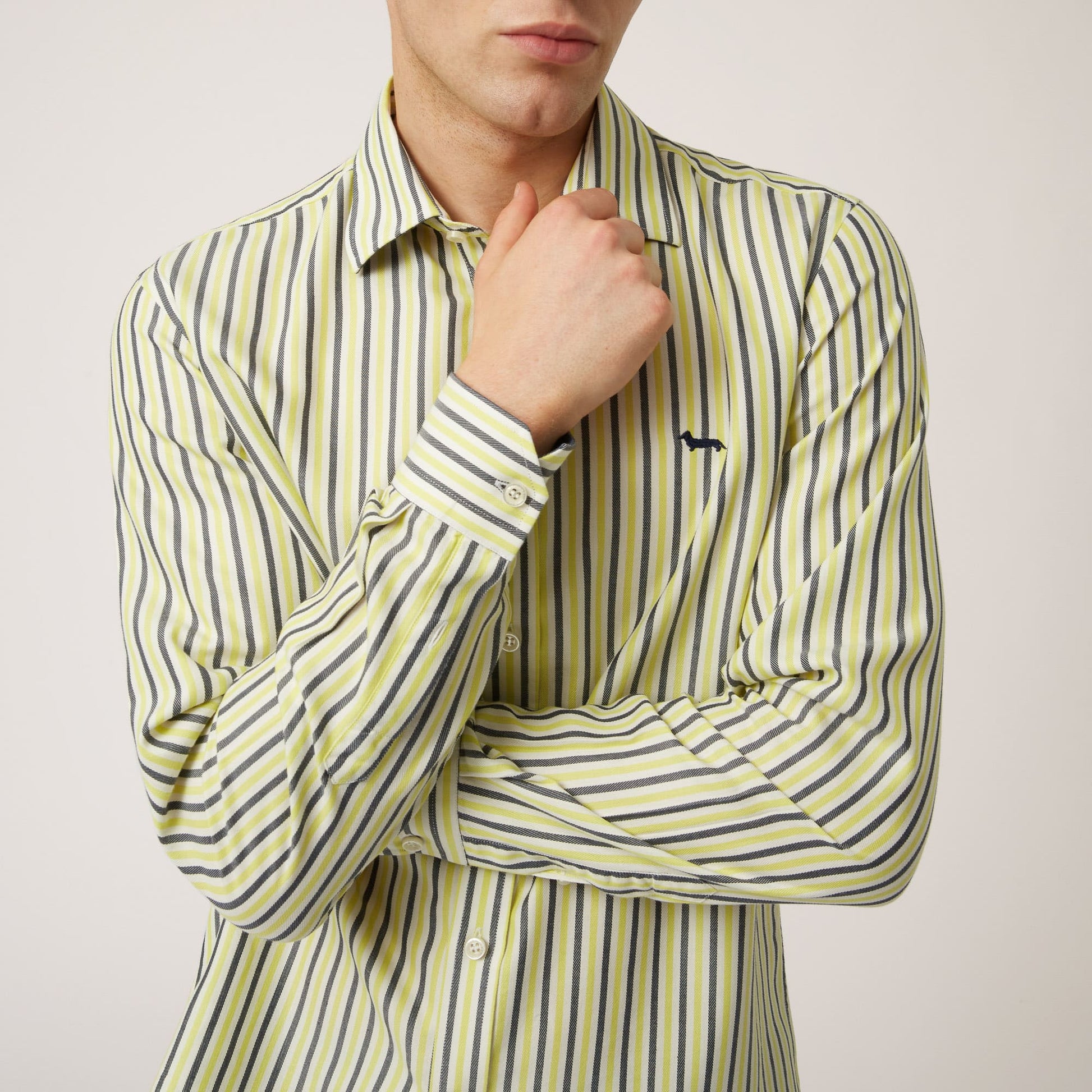 Camisa Hombre Rayas Amarillas H&B