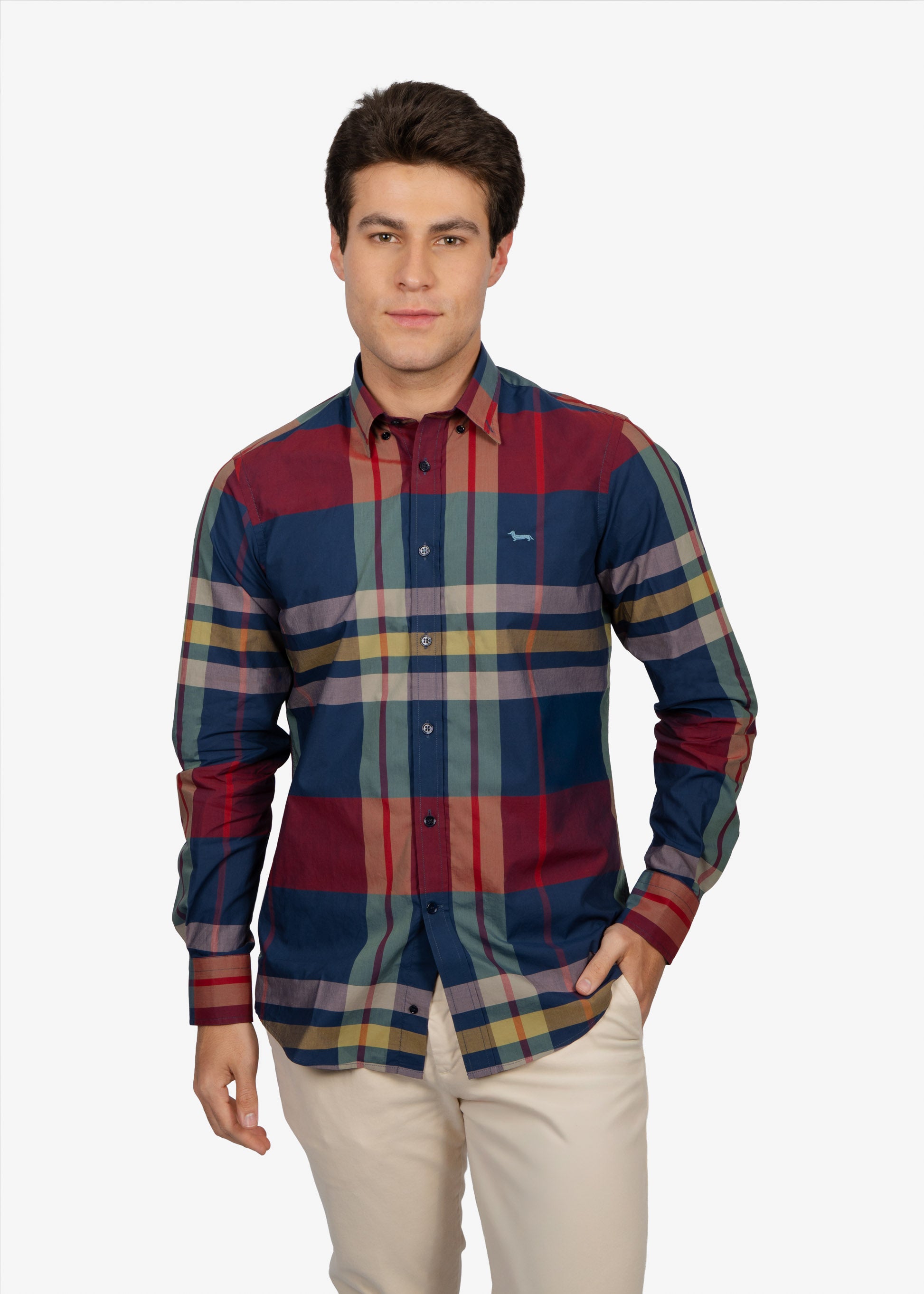 CAMISA SPORT HARMONT & BLAINE AZUL ALGODON (RM001012925M-801)